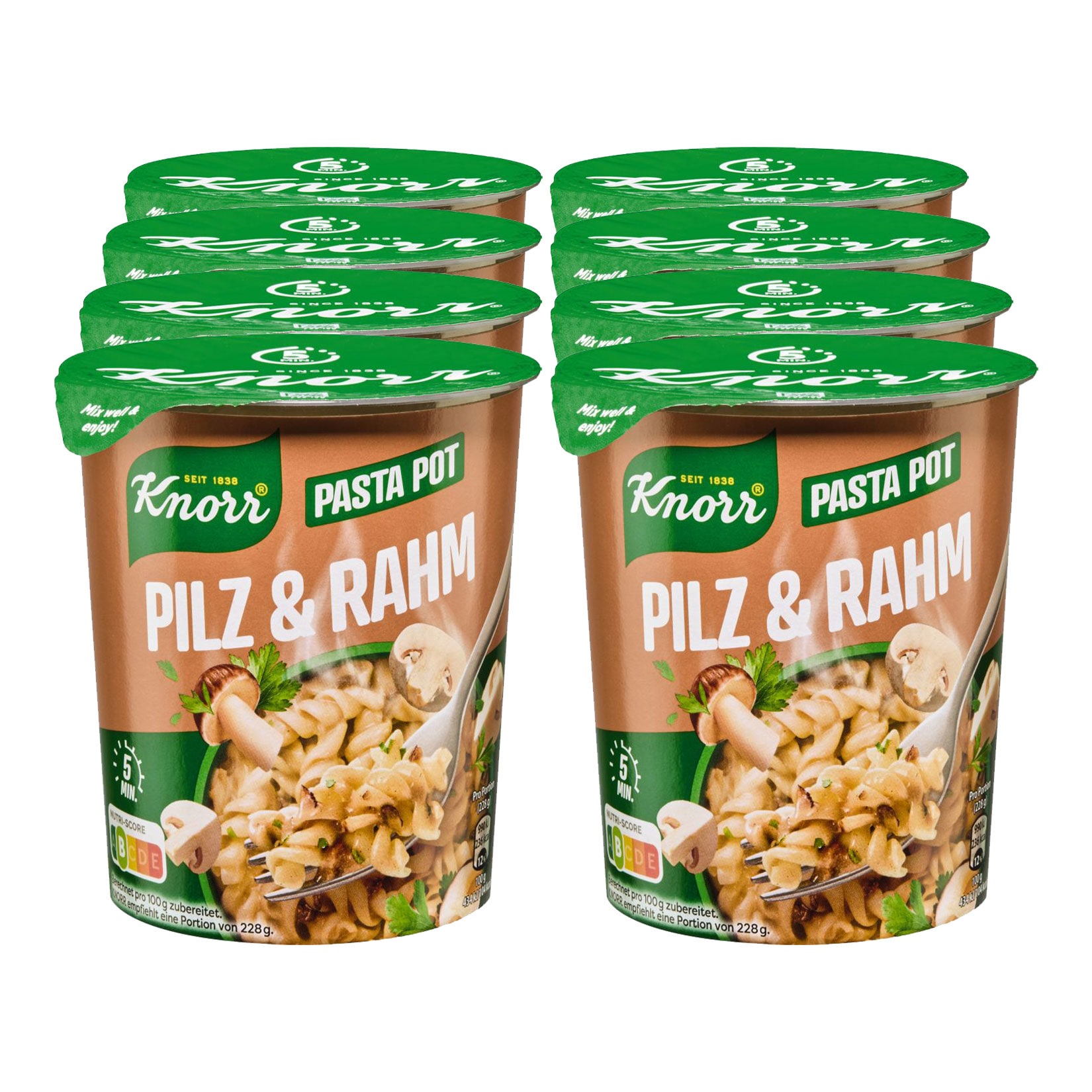 Knorr Pasta Snack Pilz-Rahm 59 g, 8er Pack - Bild 1
