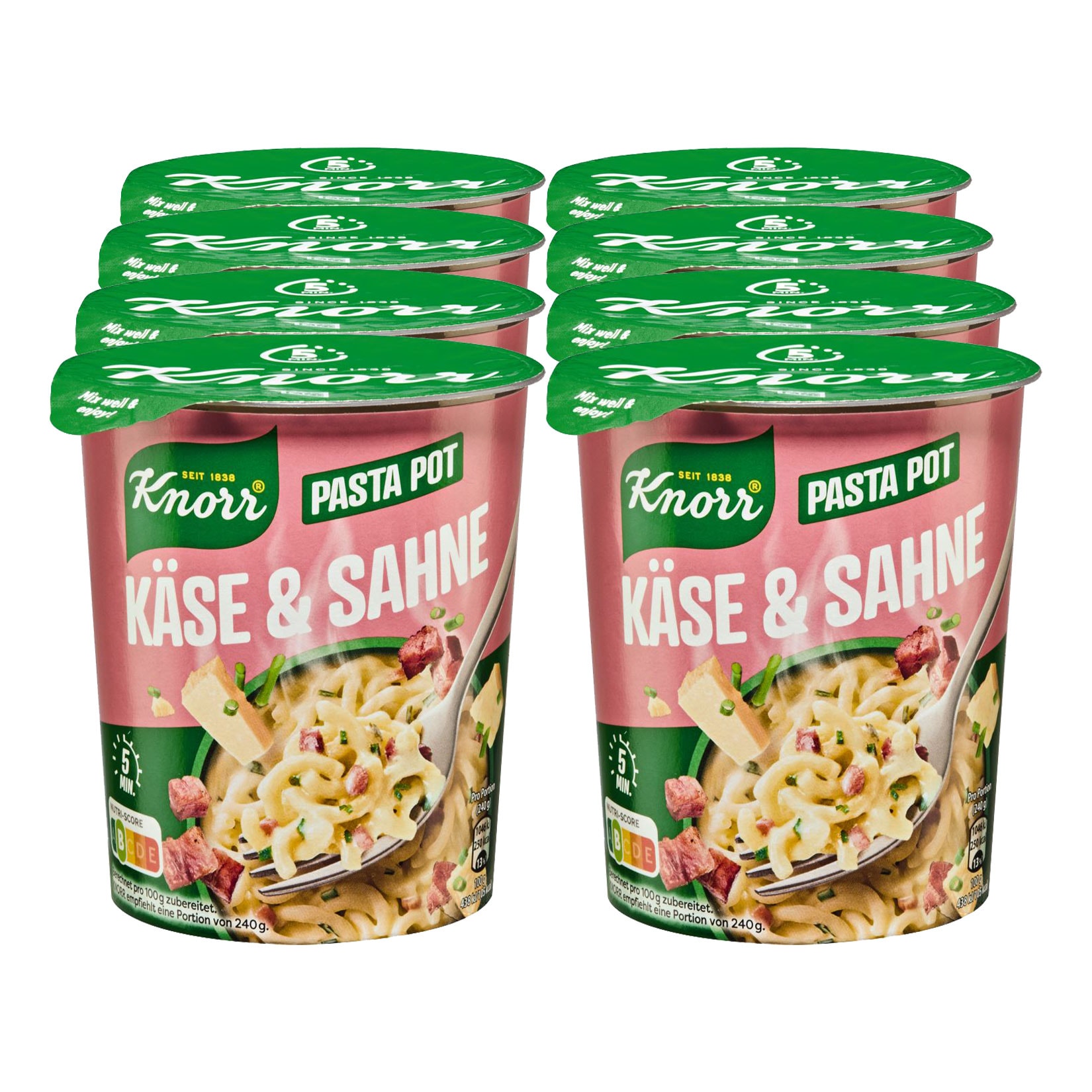 Knorr Pasta Snack K&auml;se-Sahne 63 g, 8er Pack - Bild 1