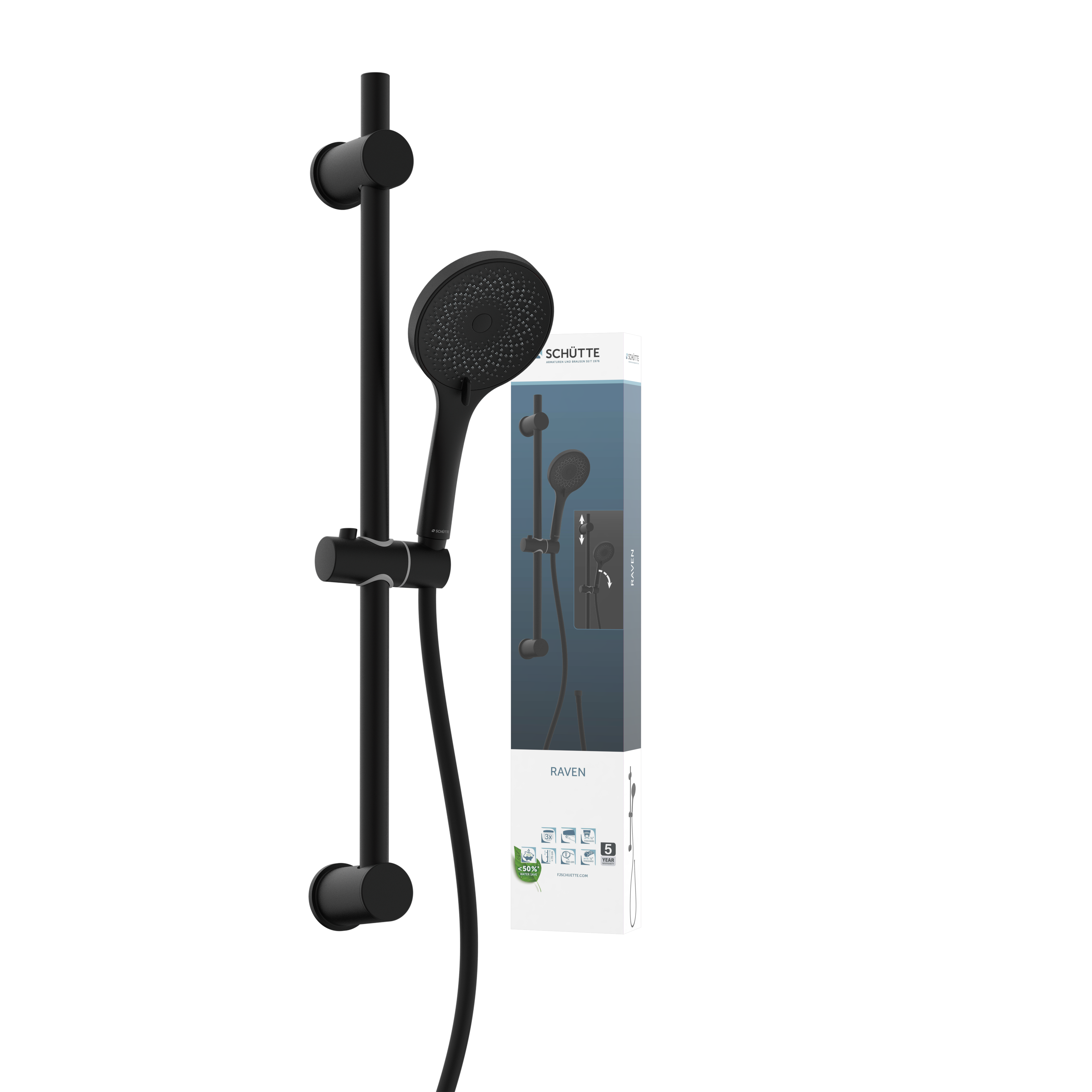 RAVEN Stangenbrause-Set, Schwarz matt - Bild 1