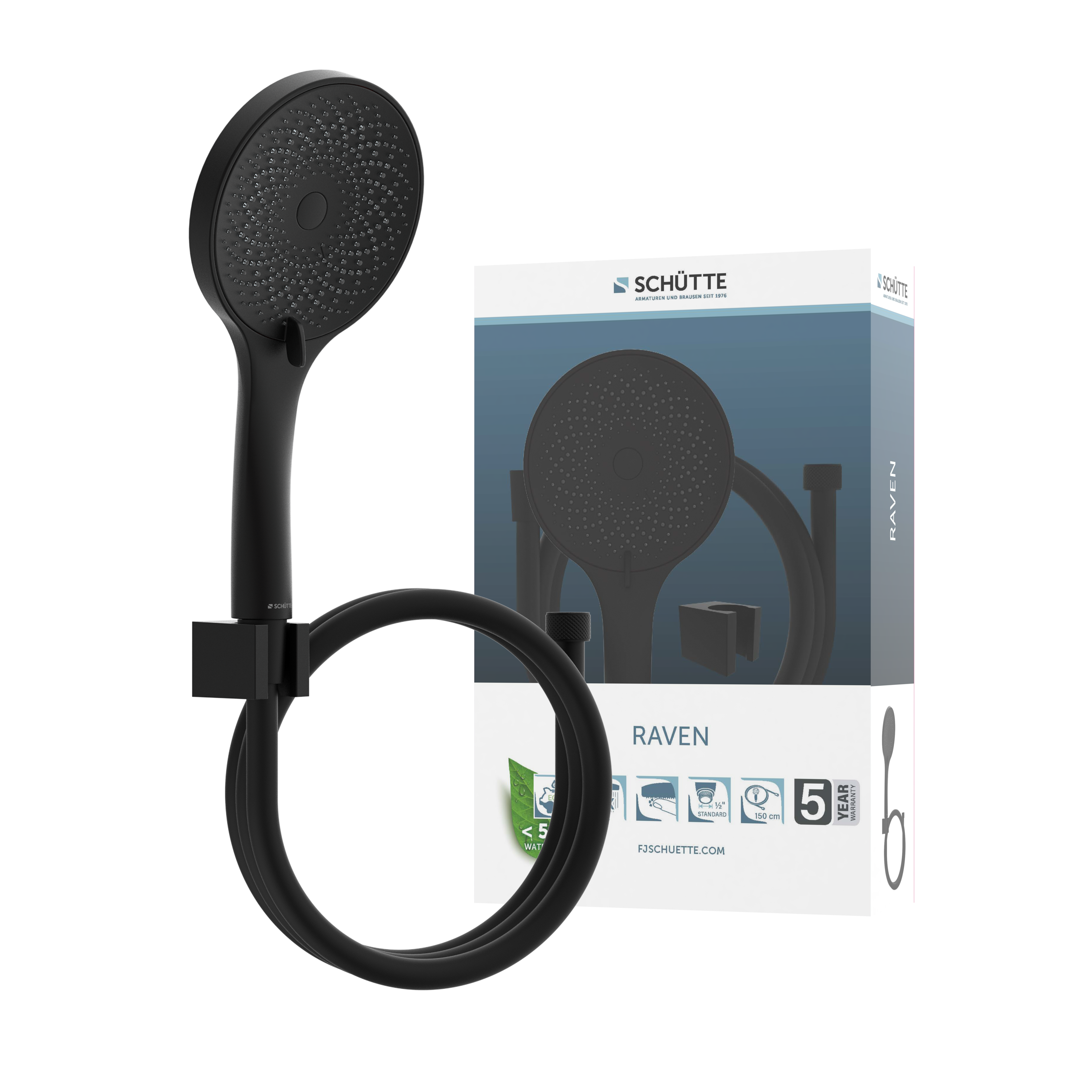 RAVEN Handbrause-Set, Schwarz matt - Bild 1