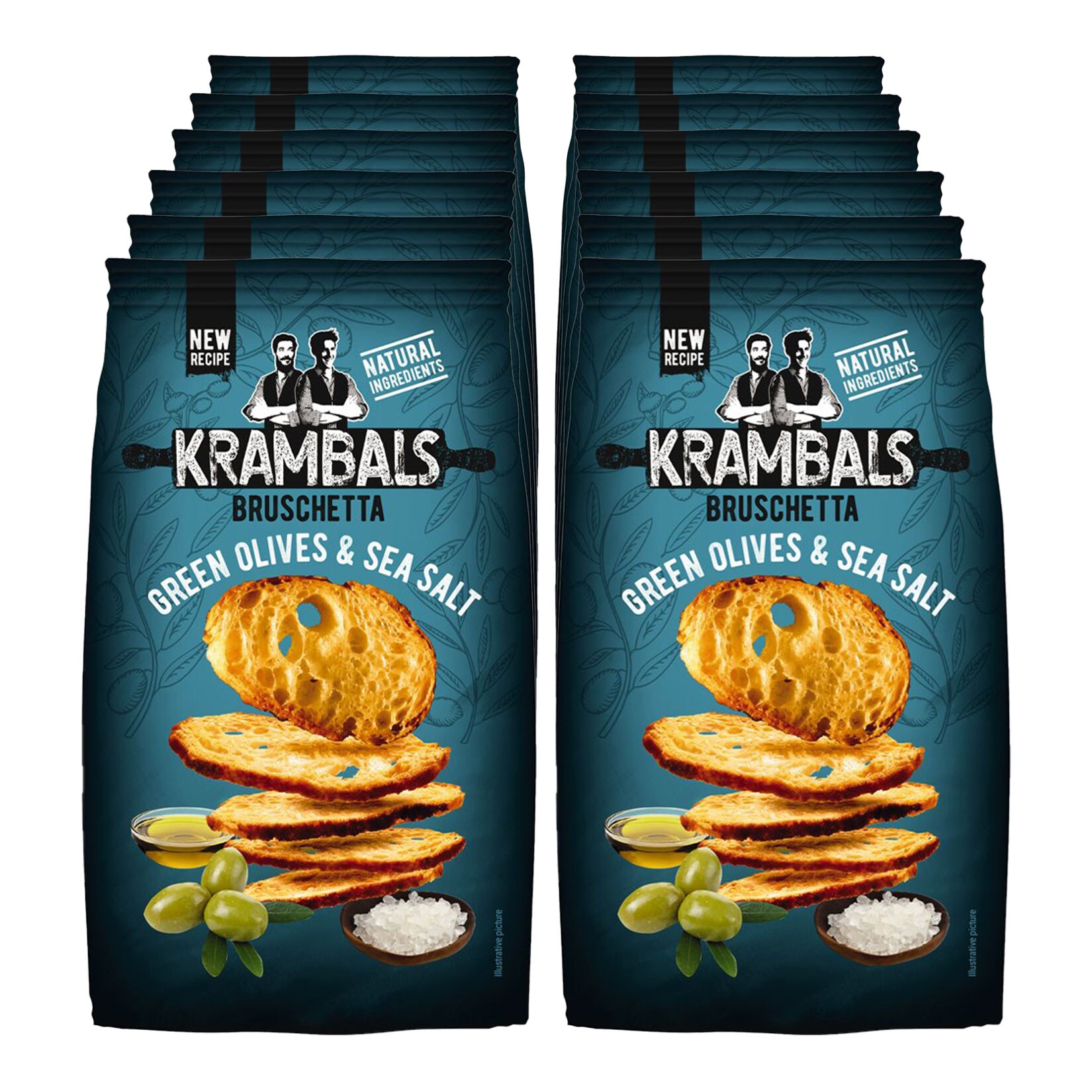 Krambals Brotchips Olive & Meersalz 70 g, 12er Pack - Bild 1