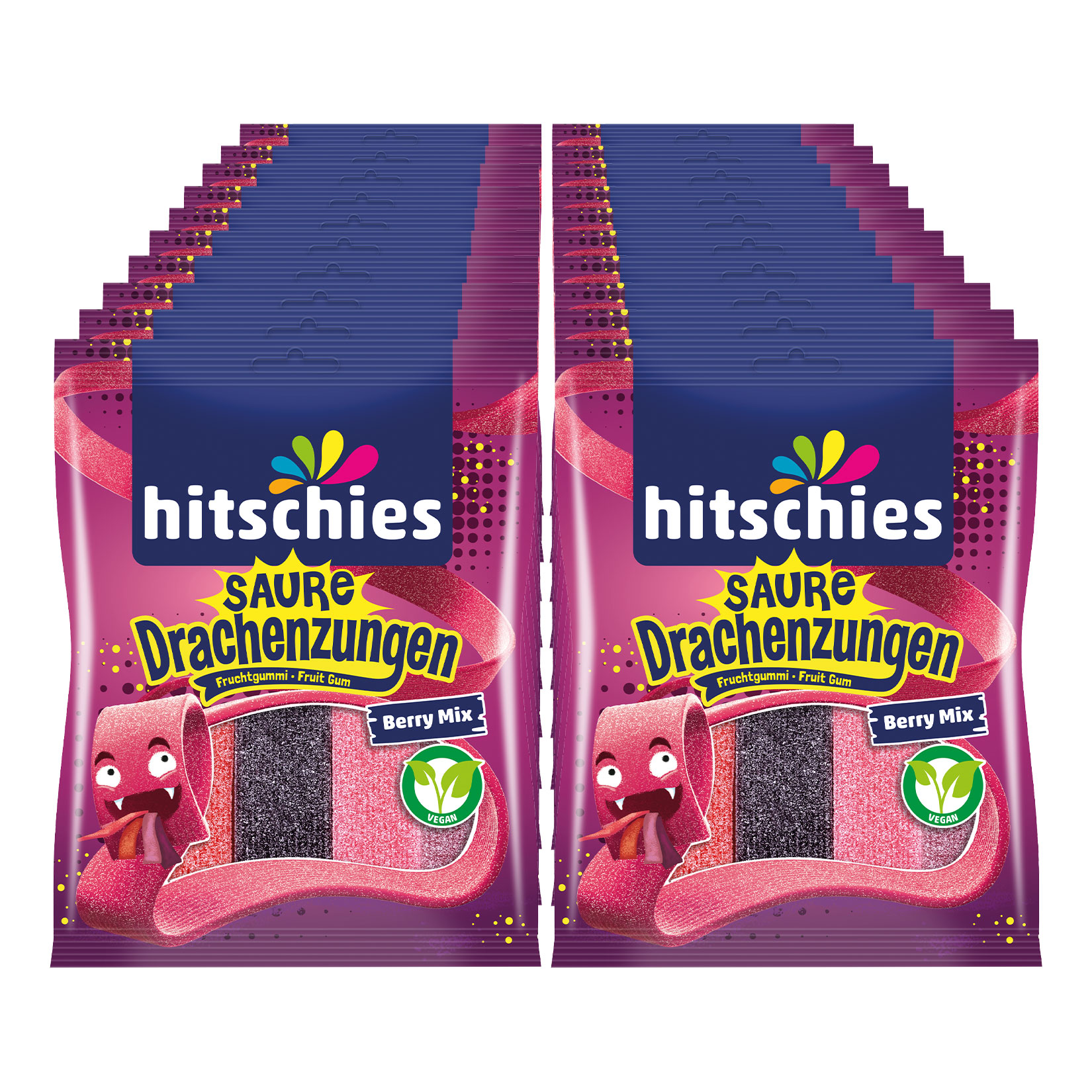 Saure Drachenzungen Berry Mix 125g, 20er Pack - Bild 1