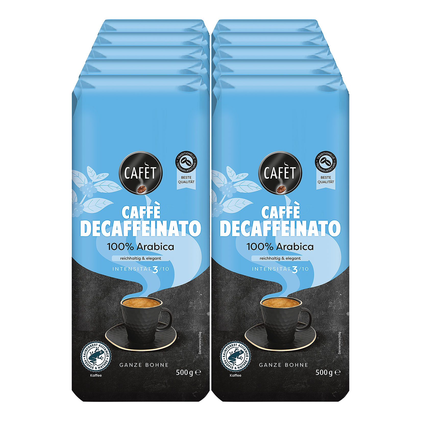 Cafet entkoffeiniert ganze Bohnen 500 g, 10er Pack - Bild 1