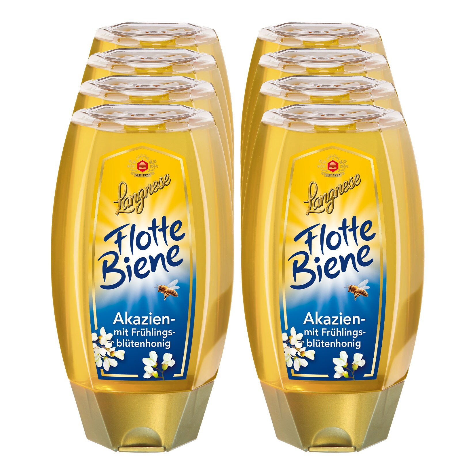 Langnese Flotte Biene Akazien- mit Fr&uuml;hlingsbl&uuml;tenhonig 250 g, 8er Pack - Bild 1