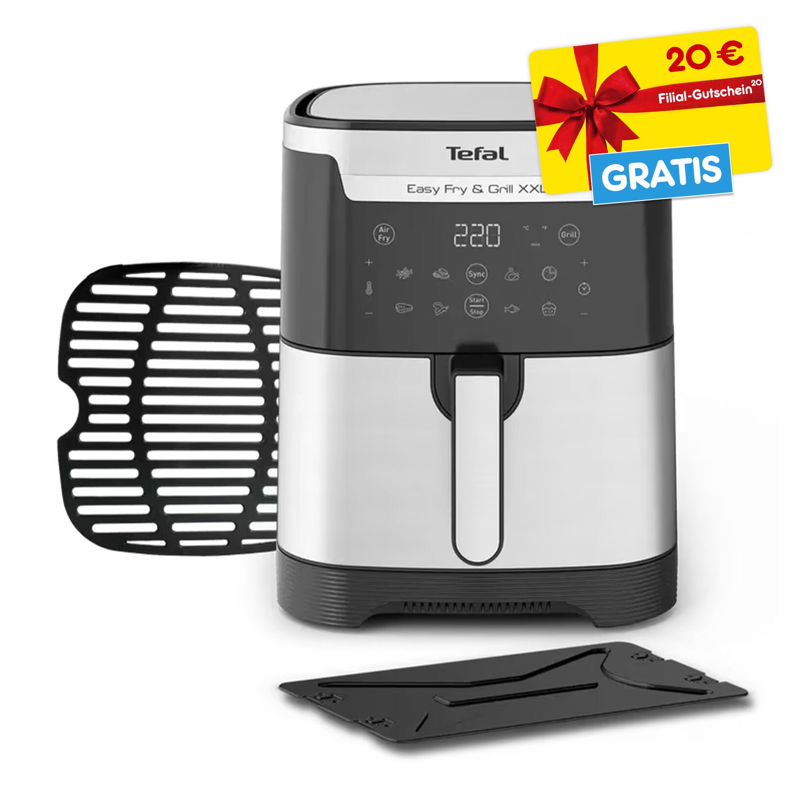TEFAL EY801D Easy Fry & Grill XXL Flexcook Heißluftfritteuse/Grill 1700 Watt Edelstahl/Schwarz