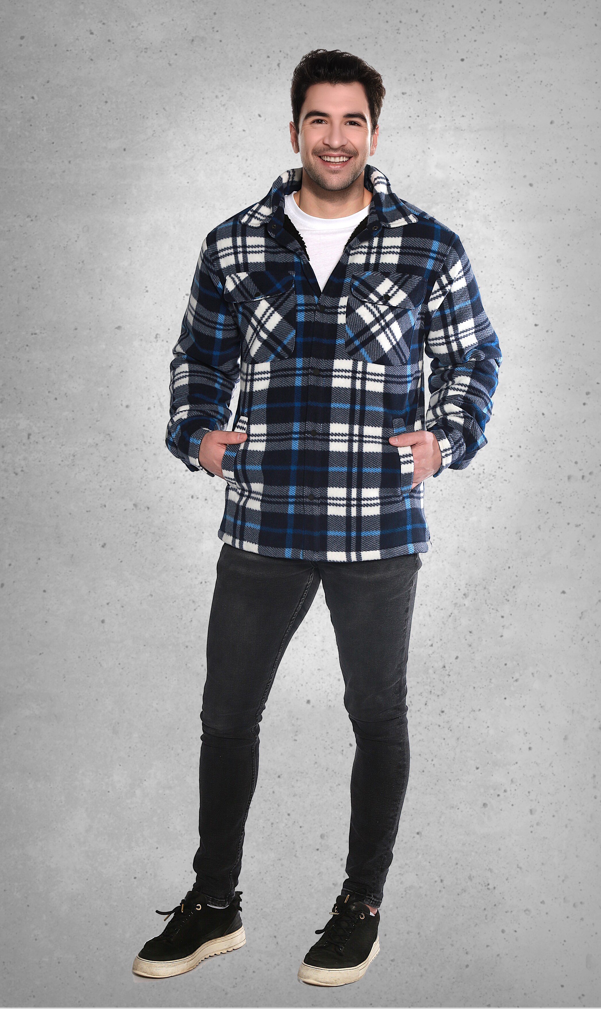 Herren Holzf&auml;llerhemd - Karo blau - Gr. M - Bild 1