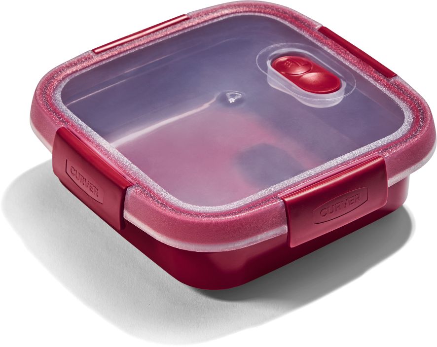 SMART MICROWAVE MULTI-USE Mikrowellendose, 0.6L, quadratisch, rot / transparent - Bild 1