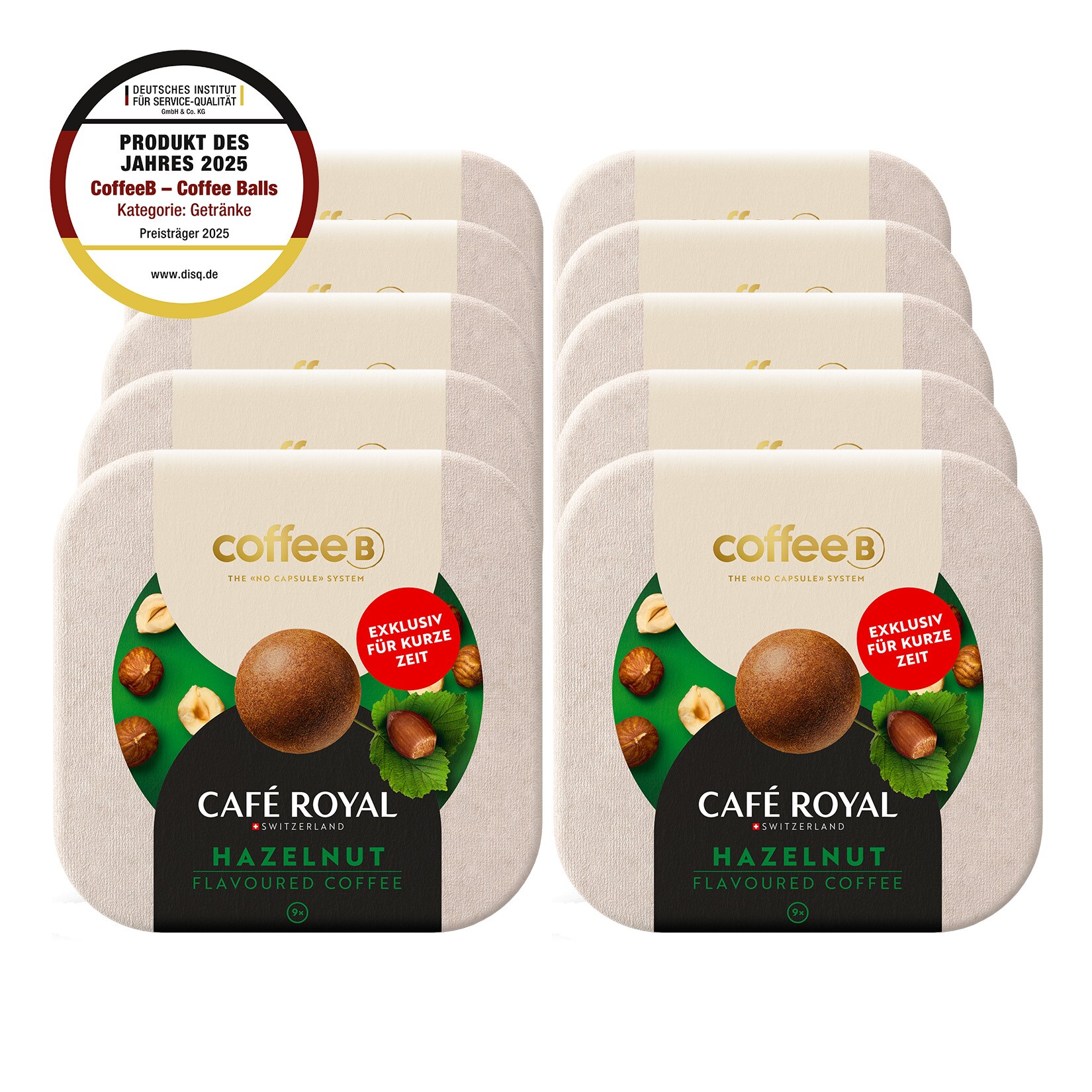 CoffeeB Hazelnut 9 Coffee Balls je 51g, 10er Pack | 07616500946187