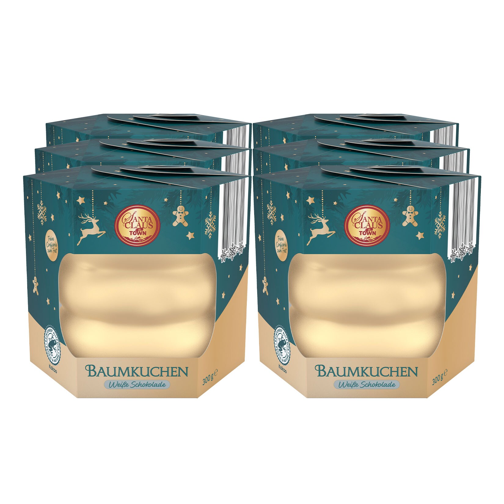 Santa Claus Baumkuchen weiß 300g, 6er Pack