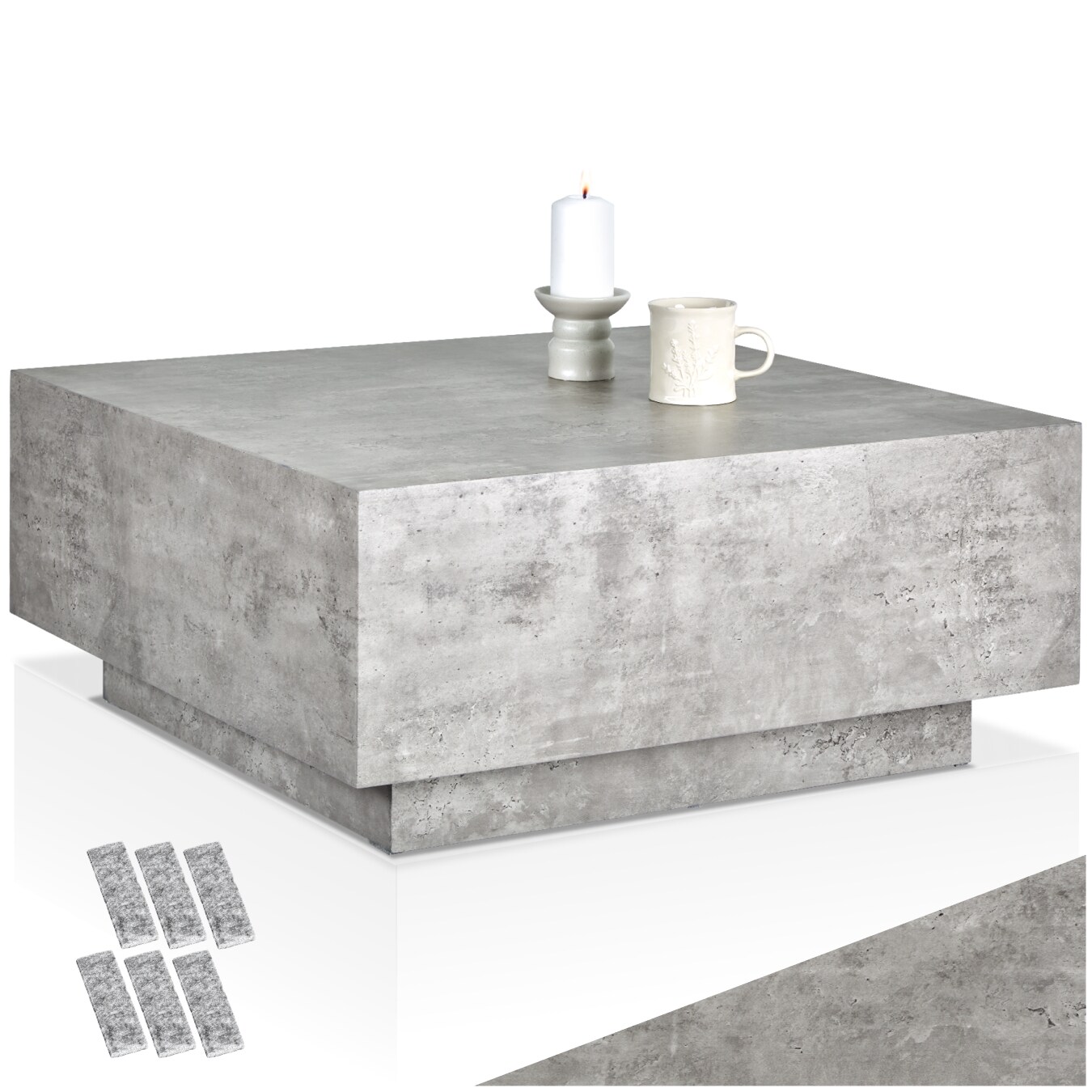 tectake® Couchtisch, minimalistisches Design, solider Standfuß für hohe Stabilität, inkl. Bodenschoner, Belastbarkeit 45 kg