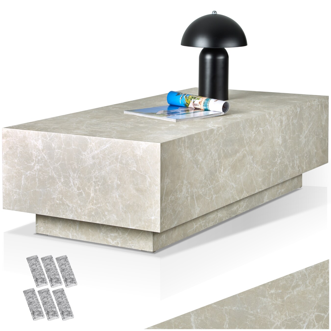 tectake® Couchtisch, minimalistisches Design, solider Standfuß für hohe Stabilität, inkl. Bodenschoner, Belastbarkeit 45 kg | 04061173277985