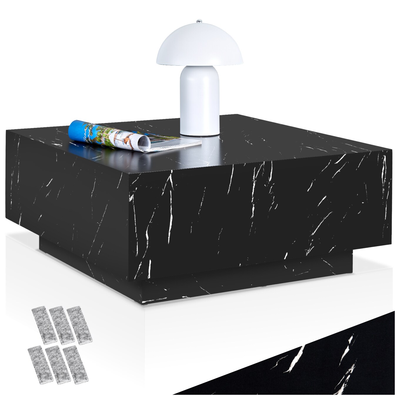 tectake® Couchtisch, minimalistisches Design, solider Standfuß für hohe Stabilität, inkl. Bodenschoner, Belastbarkeit 45 kg