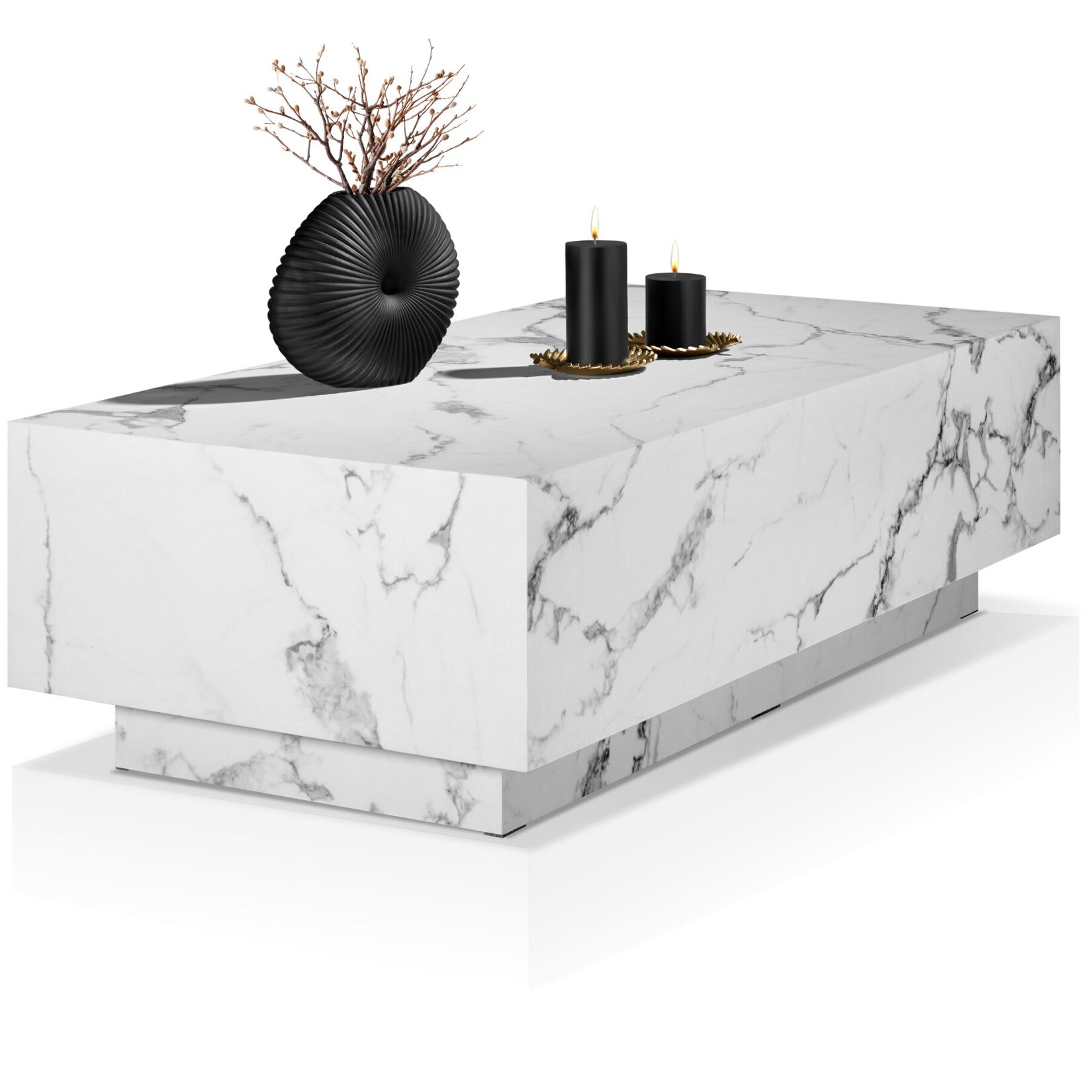 tectake® Couchtisch, minimalistisches Design, solider Standfuß für hohe Stabilität, inkl. Bodenschoner, Belastbarkeit 45 kg | 04061173328540