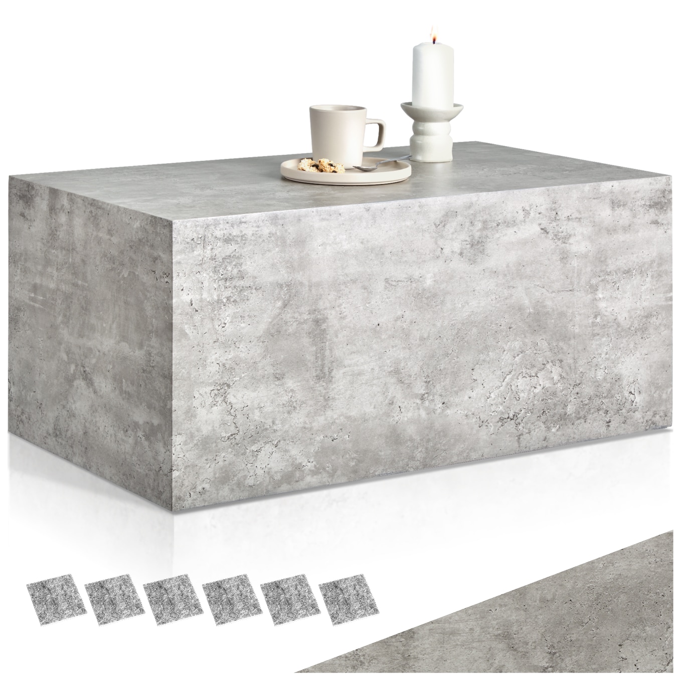 tectake® Couchtisch, minimalistisches Design, keine Montage, inkl. Bodenschoner, Belastbarkeit 45 kg