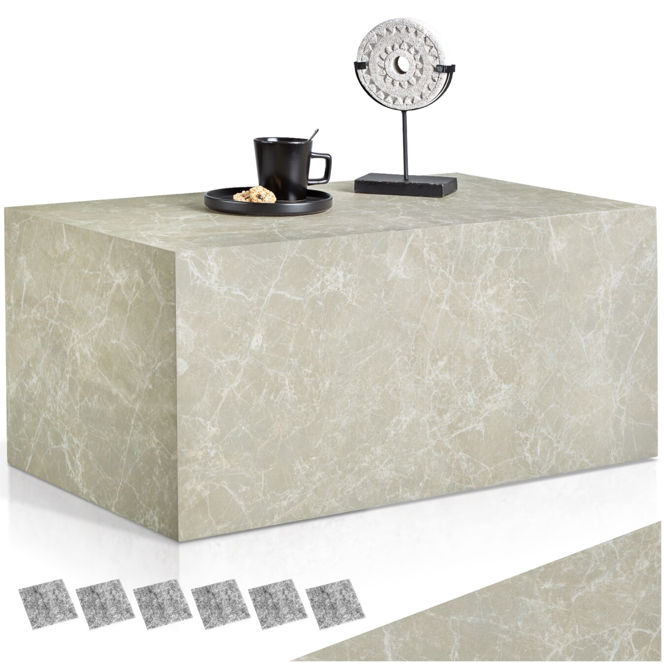 tectake® Couchtisch, minimalistisches Design, keine Montage, inkl. Bodenschoner, Belastbarkeit 45 kg