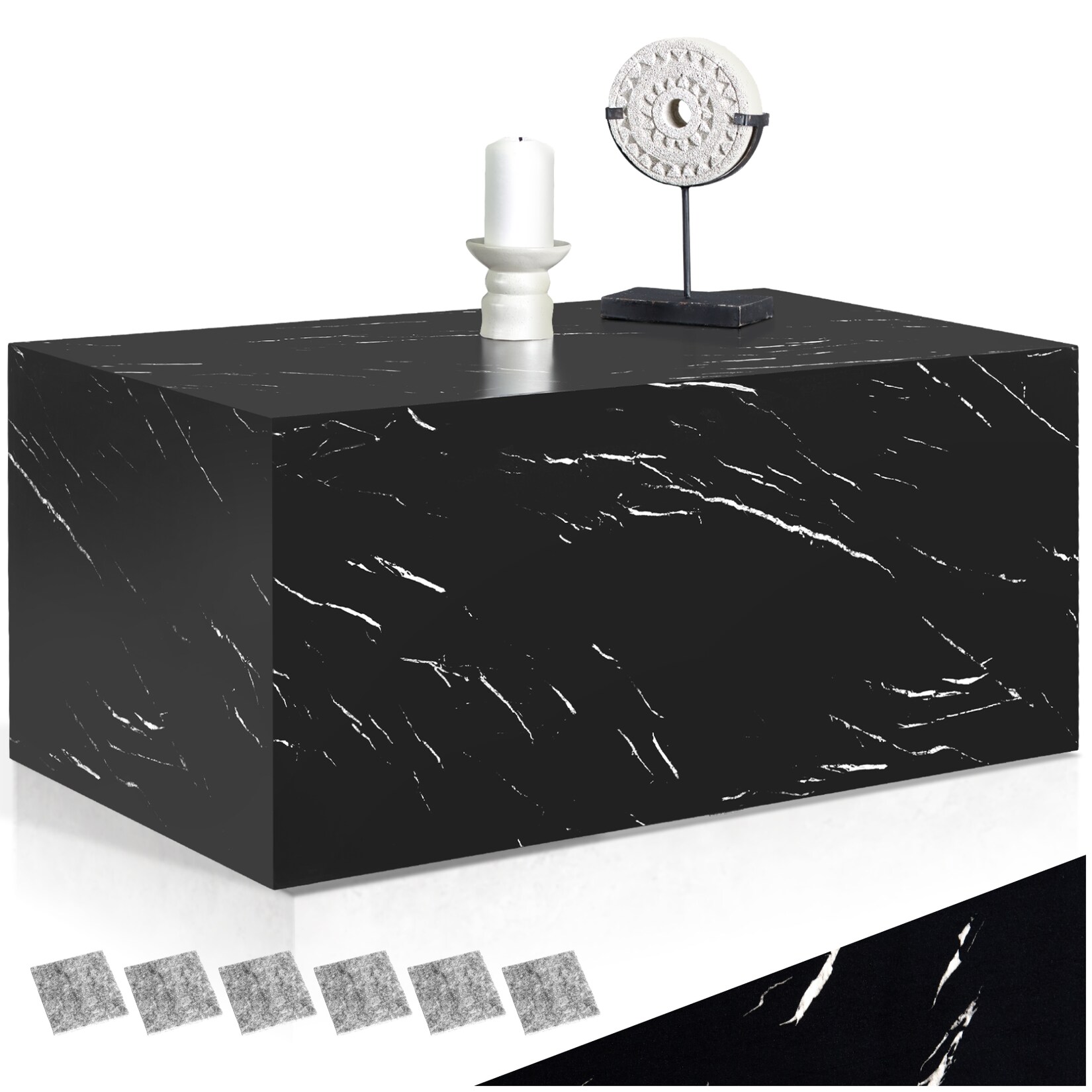 tectake® Couchtisch, minimalistisches Design, keine Montage, inkl. Bodenschoner, Belastbarkeit 45 kg