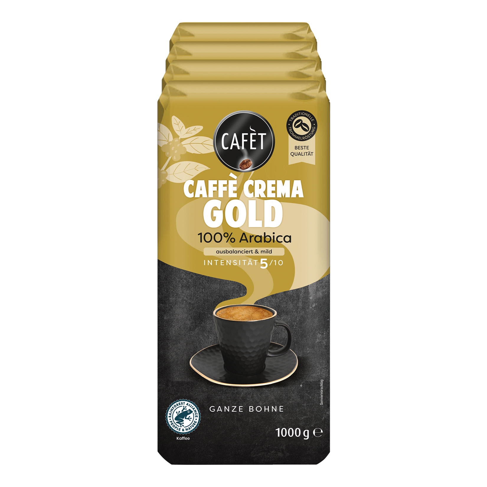 Cafet Crema Gold ganze Bohne 1 kg, 4er Pack - Bild 1
