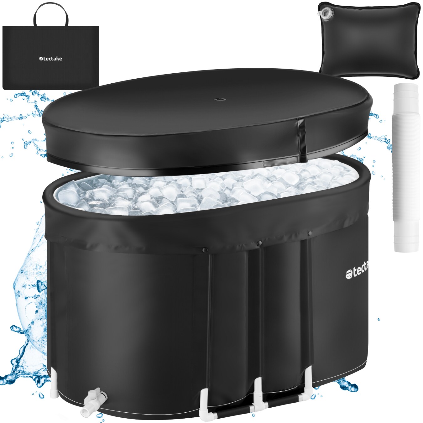 tectake® Eisbadewanne, faltbar, mit 3-facher Isolierung, Wasserablass im Innenboden, Ablaufhahn außen, inkl. Tragetasche und Wasserkissen | 04061173286468