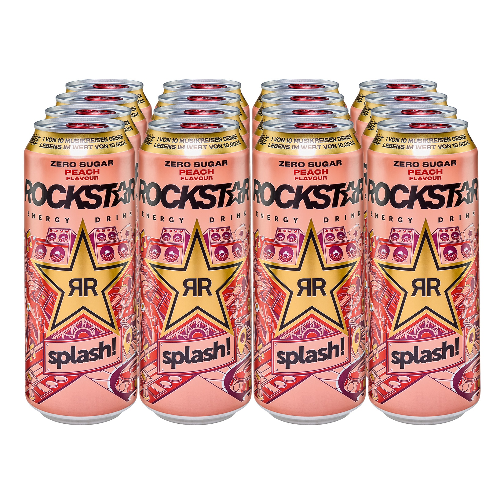 Rockstar Energy Drink Zero Peach 0,5 Liter, 12er Pack - Bild 1