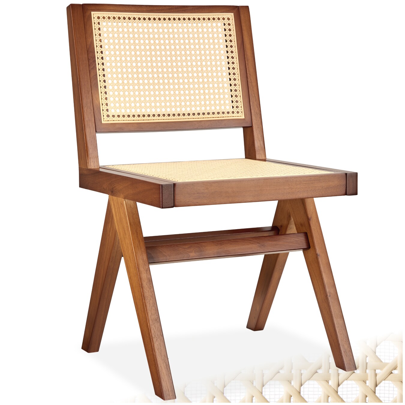 tectake® Holzstuhl, Boho-Stil, massives Holzgestell mit Lackierung, 48,5 x 53,5 x 83 cm, Belastbarkeit 120 kg