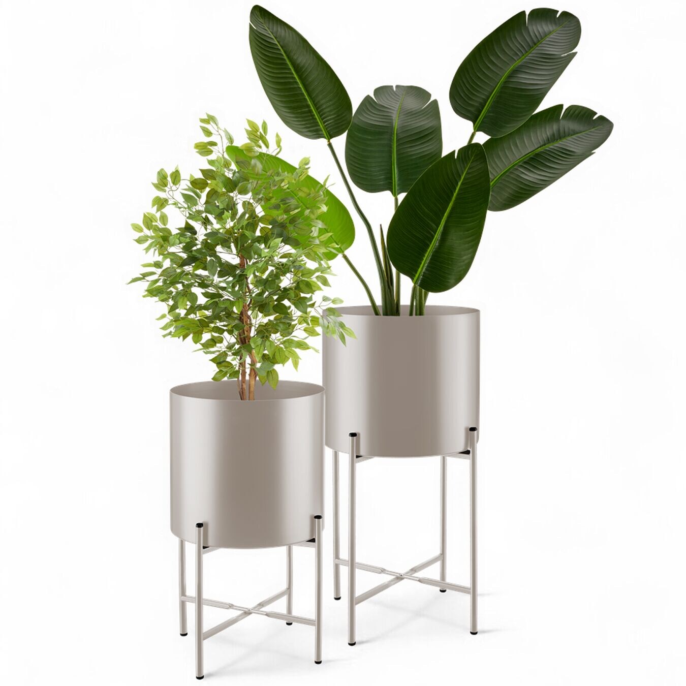 tectake® Pflanzenständer, 2-teilig, im Industrial Style, pulverbeschichteter Stahl, Anti-Rutsch-Pads, Belastbarkeit je 20 kg | 04061173330529