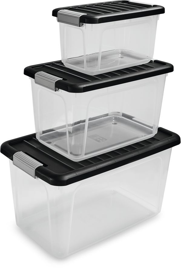 W BOX Matrioska 3er Set XS/S/M, transparent/schwarz - Bild 1