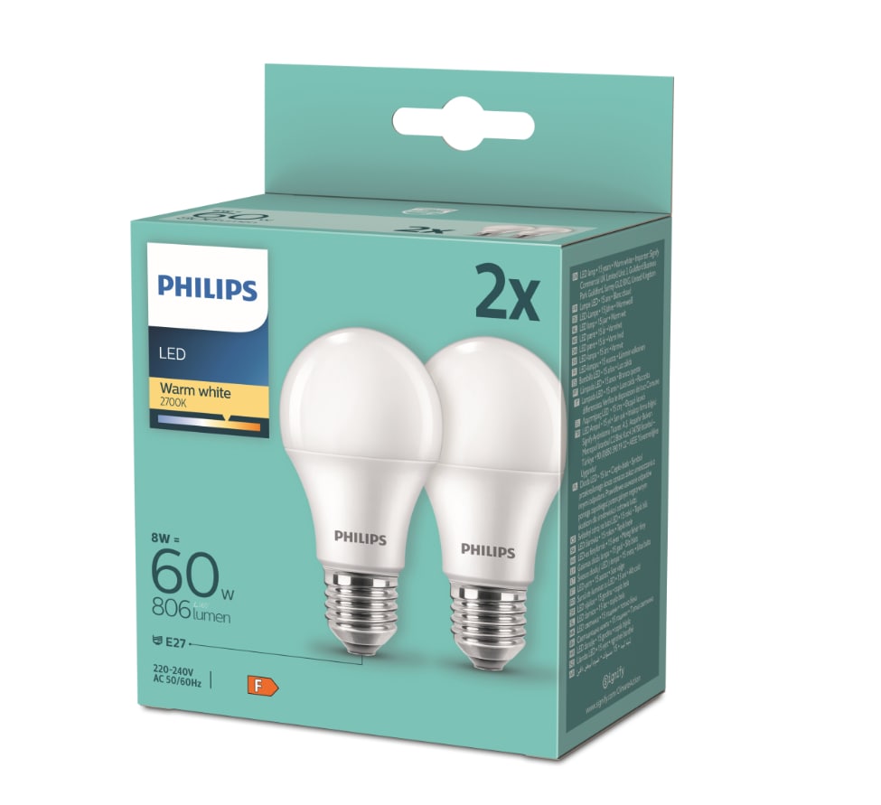 LED Leuchtmittel- versch. Ausf&uuml;hrungen - LED Birne E27 60W 2er - Bild 1