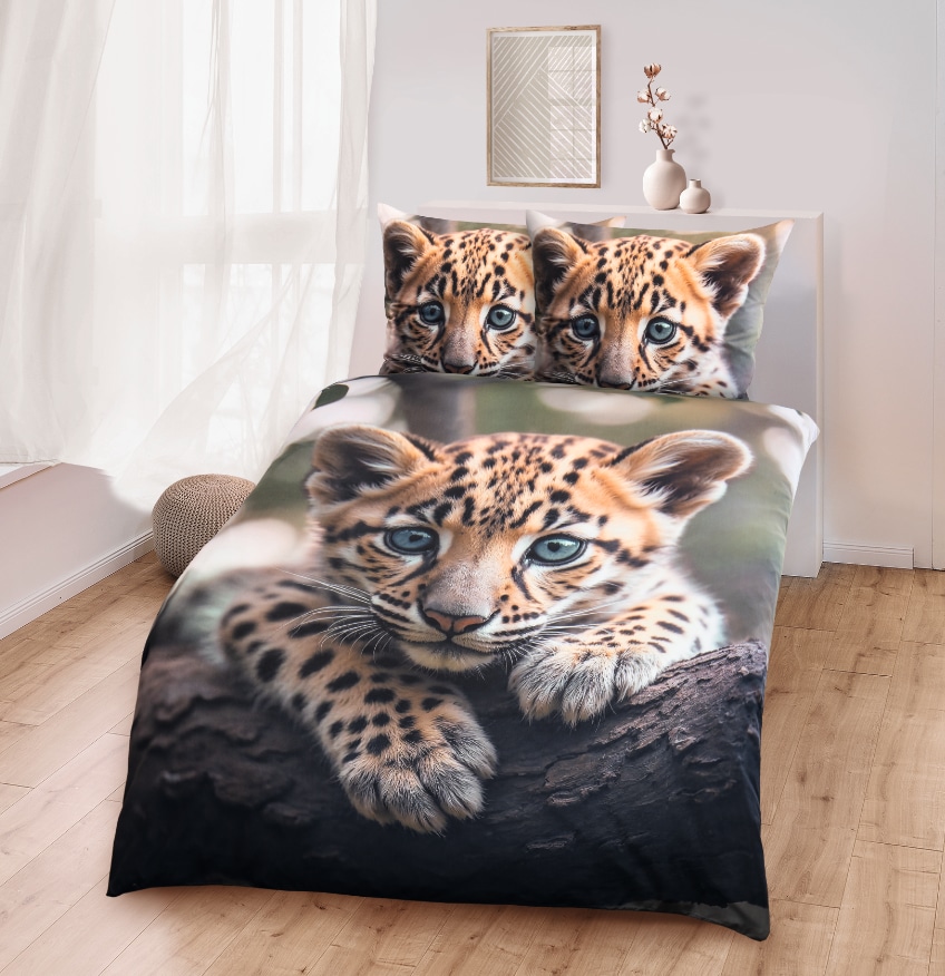 Dekor Bettw&auml;sche Fotodruck versch .Ausf&uuml;hrungen - Leopard - Bild 1