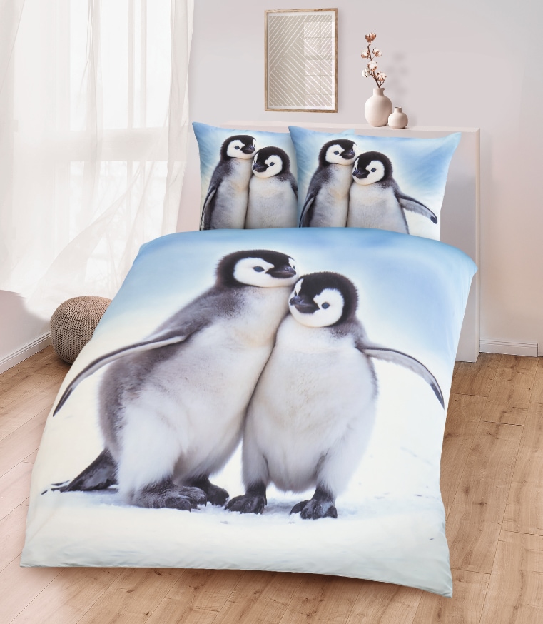 Dekor Bettw&auml;sche Fotodruck versch .Ausf&uuml;hrungen - Pinguin - Bild 1