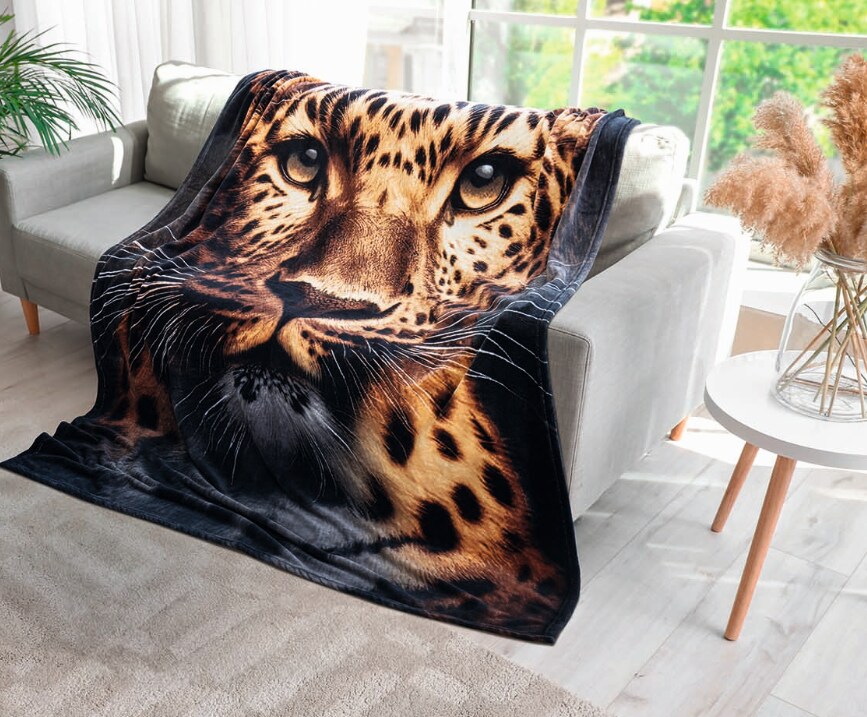 Dekor Wohndecke Fotodruck, ca. 150x200 cm - versch. Ausf&uuml;hrungen - Leopard - Bild 1