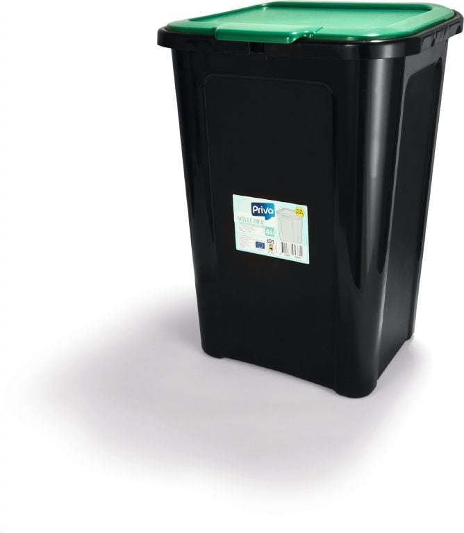 Priva M&uuml;lleimer (schwarz / Deckel gr&uuml;n) - Bild 1