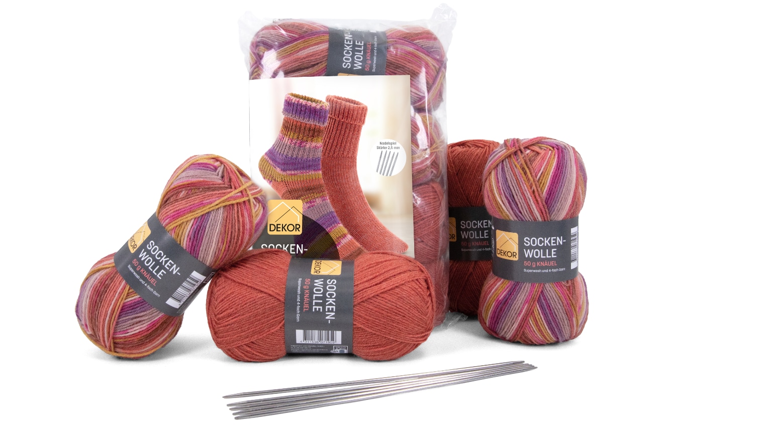 Sockenstrickset 4 x 50g  - orange - Bild 1