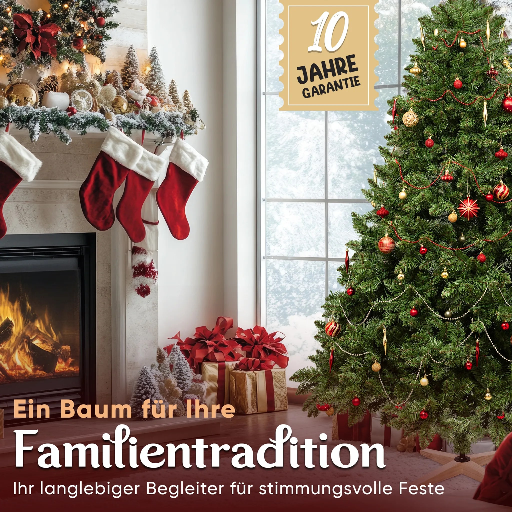 VESKA Weihnachtsbaum knstlich 180cm - mit Holzstnder, Nordmanntanne,  Knstlicher Tannenbaum, Naturgetreu, dichte Zweige ohne LED