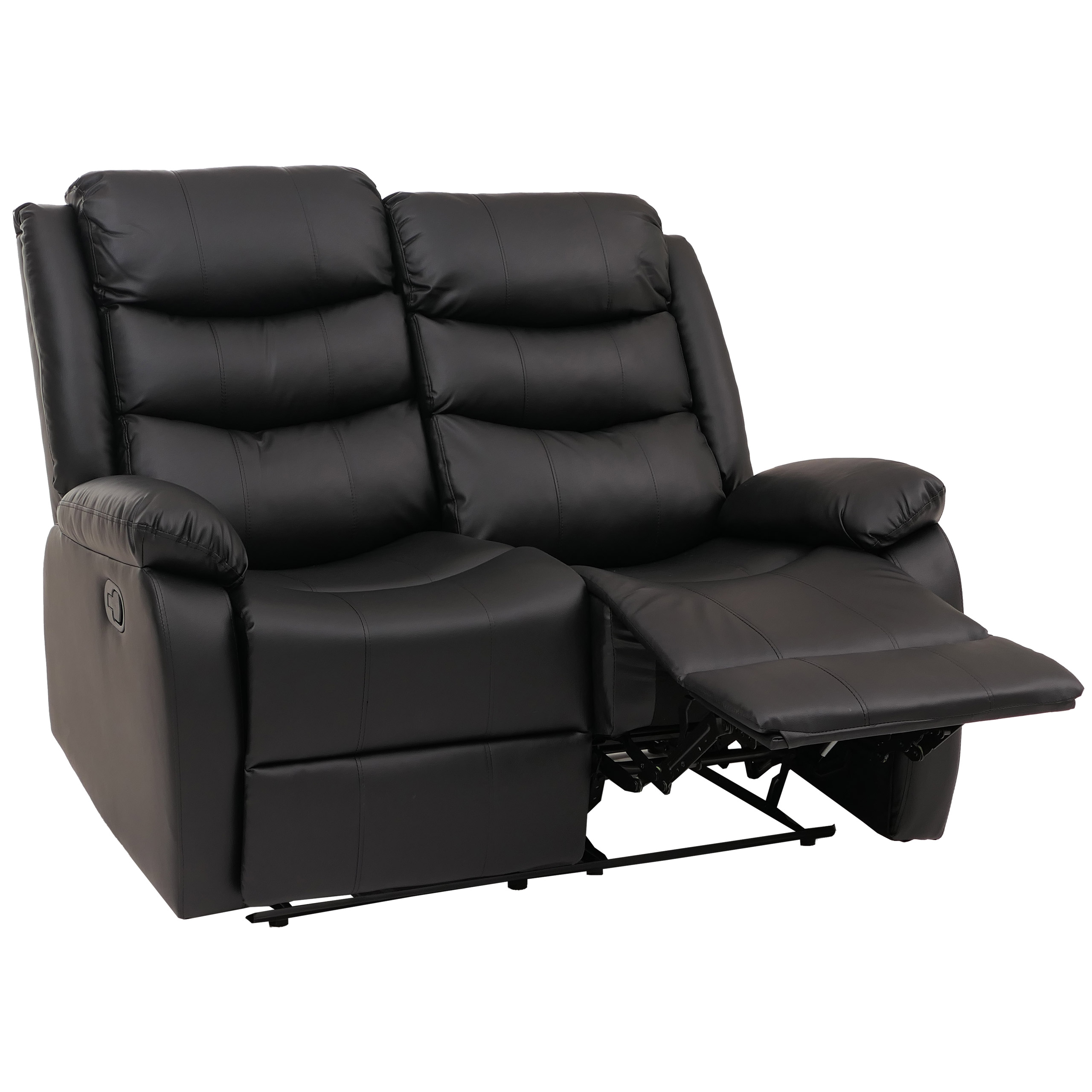 2er Kinosessel MCW-O62, Relaxsessel Fernsehsessel mit Armlehne, Liegefunktion Kunstleder ~ schwarz - Bild 1