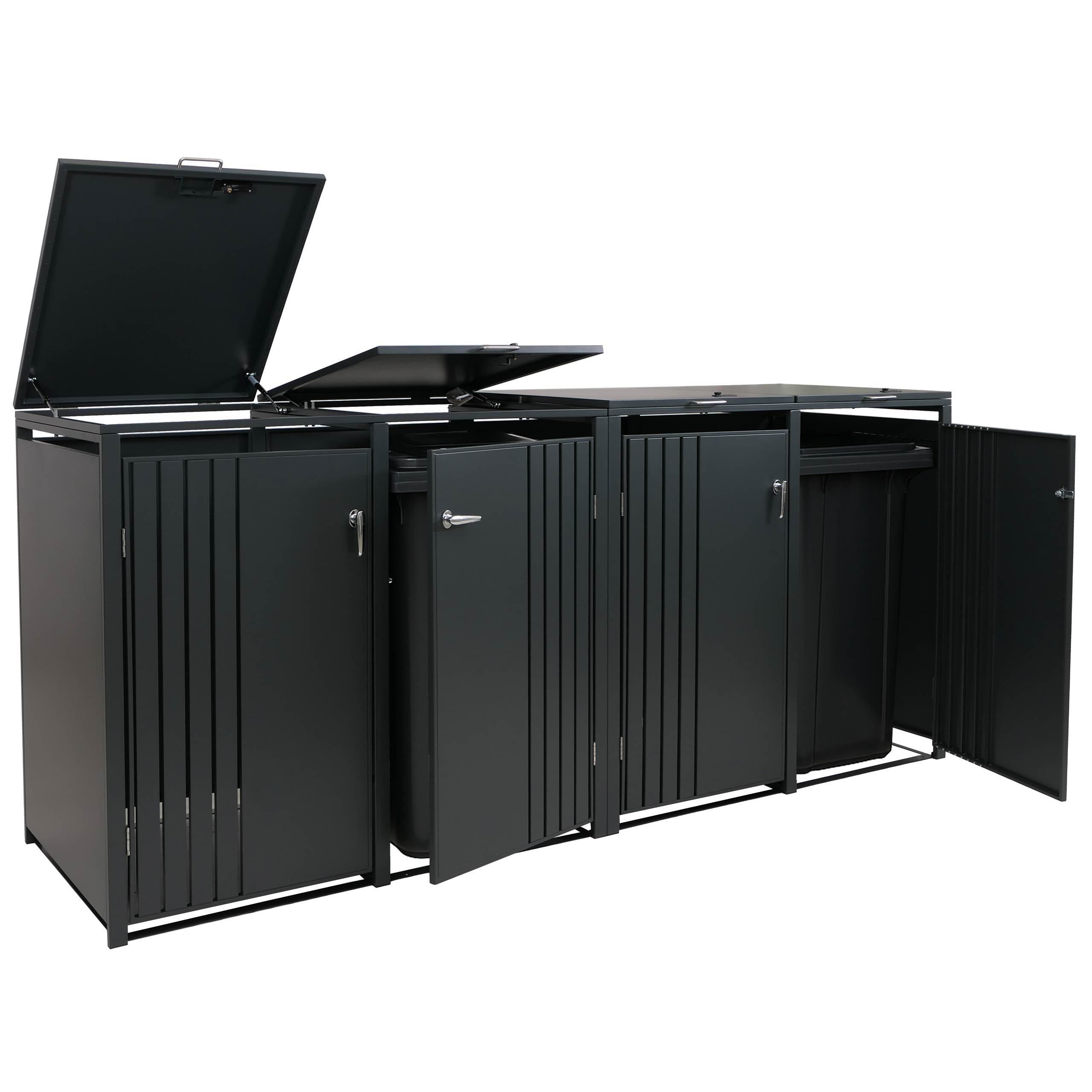 4er-M&uuml;lltonnenverkleidung MCW-O67, M&uuml;lltonnenbox mit Deckel, Metall 122x264x84cm 104kg ~ anthrazit - Bild 1