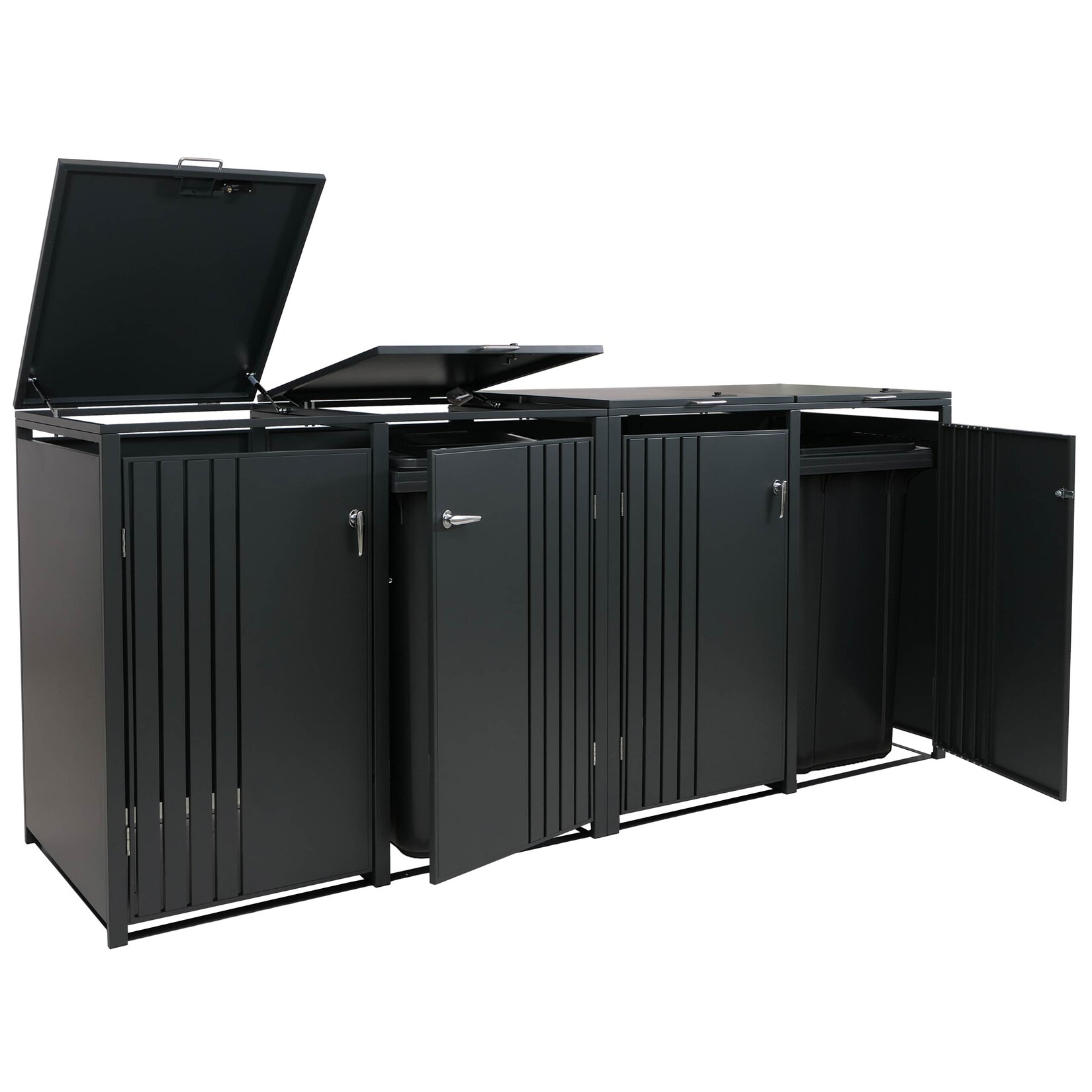 4er-Mülltonnenverkleidung MCW-O67, Mülltonnenbox mit Deckel, Metall 122x264x84cm 104kg ~ anthrazit