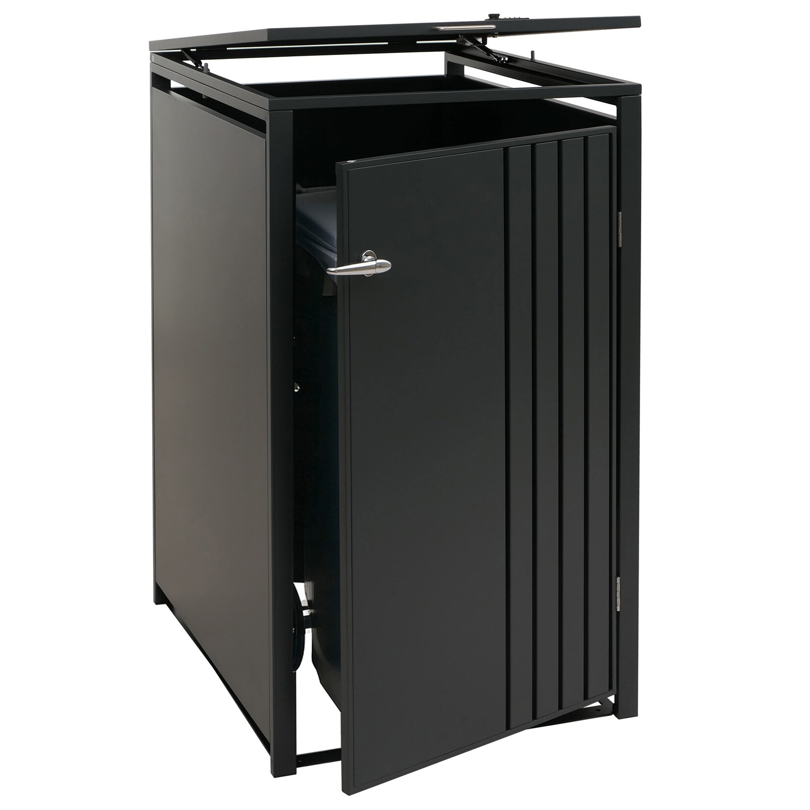 1er-Mülltonnenverkleidung MCW-O67, Mülltonnenbox mit Deckel, Metall 122x68x84cm 35kg ~ anthrazit