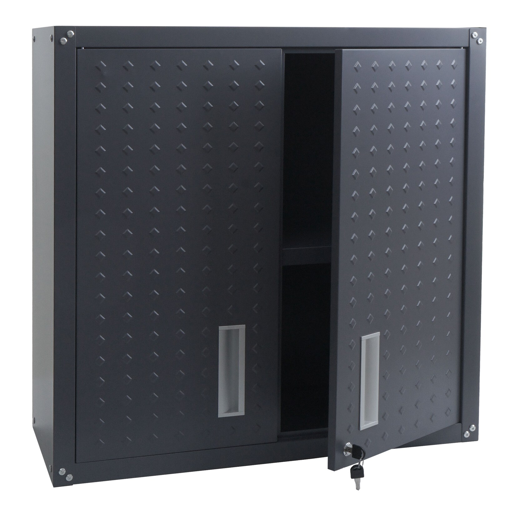 Hängeschrank MCW-O52, Wandschrank Lagerschrank Bücherschrank, abschließbar Stahl 77x77x31cm ~ dunkelgrau