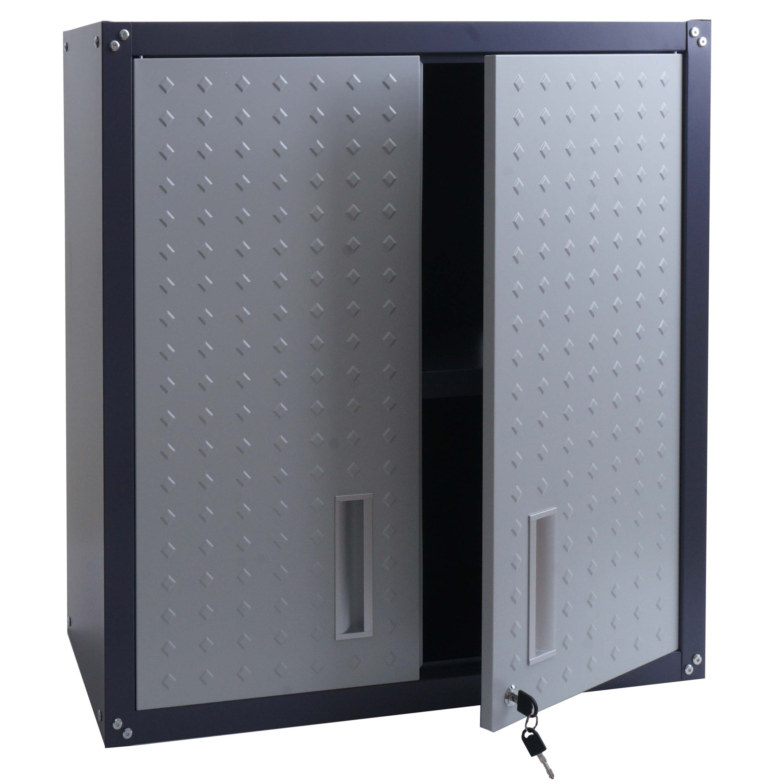 H&auml;ngeschrank MCW-O52, Wandschrank Lagerschrank B&uuml;cherschrank, abschlie&szlig;bar Stahl 77x77x31cm ~ hellgrau/dunkelgrau - Bild 1