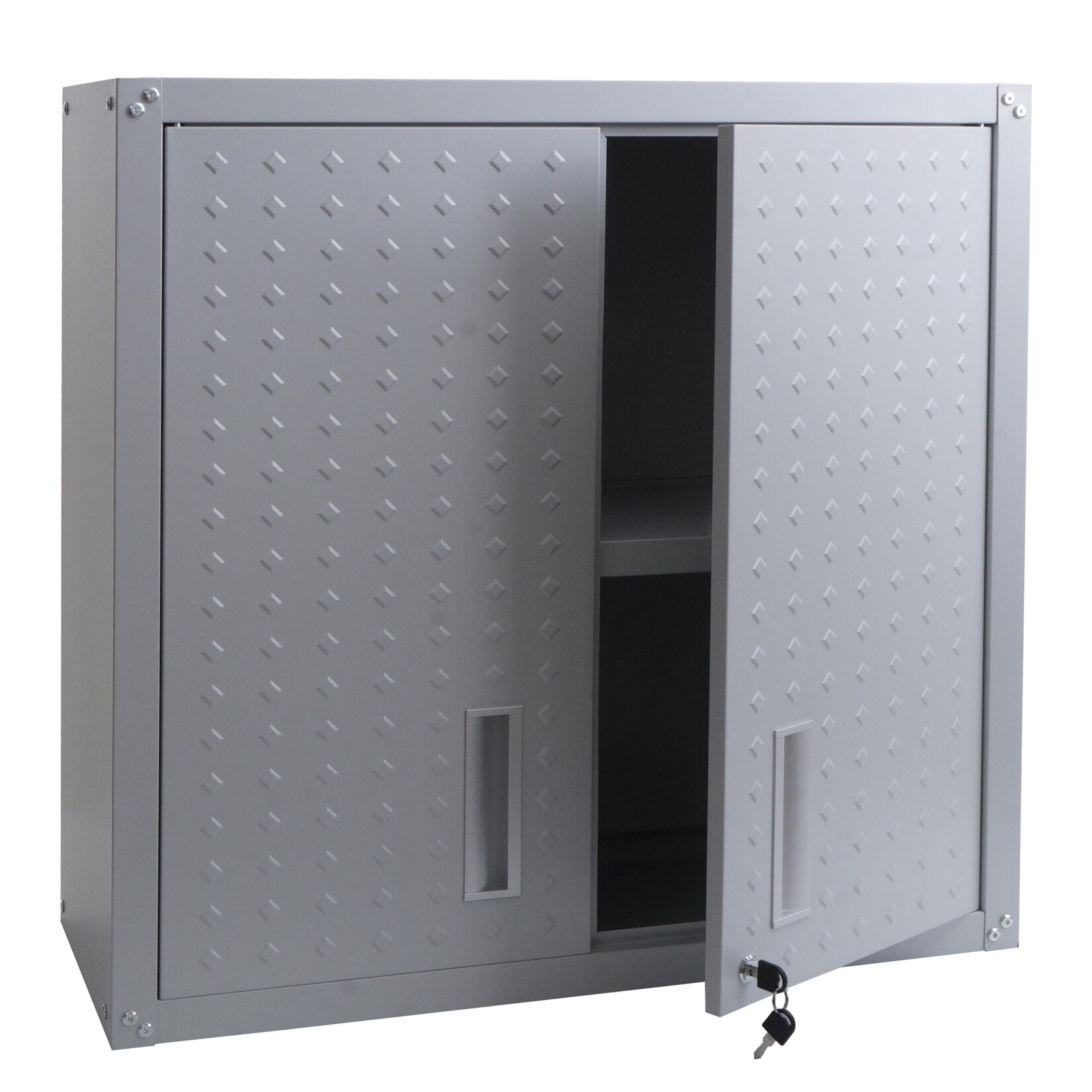 Hängeschrank MCW-O52, Wandschrank Lagerschrank Bücherschrank, abschließbar Stahl 77x77x31cm ~ hellgrau