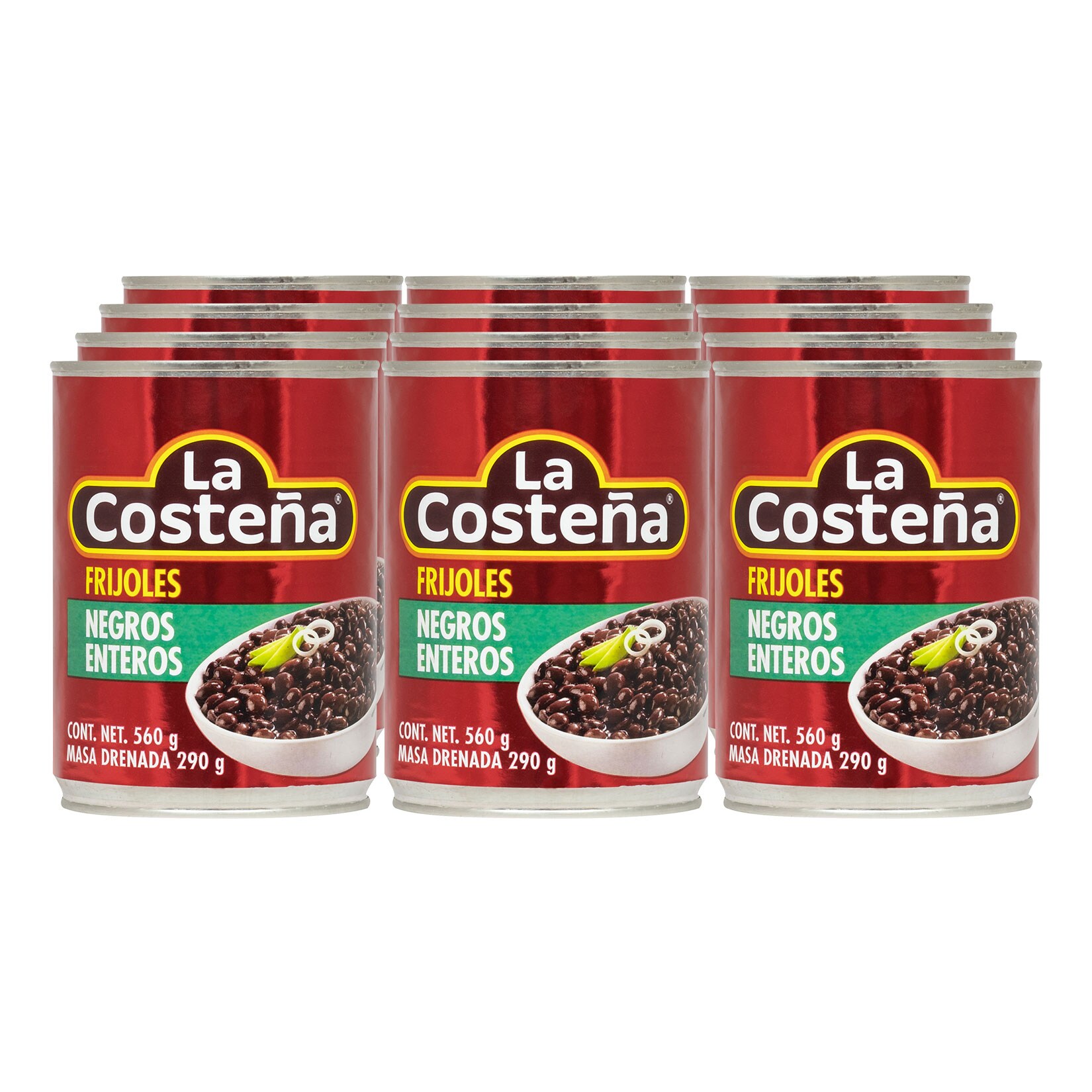 La Costena schwarze Bohnen ganz 560 g, 12er Pack