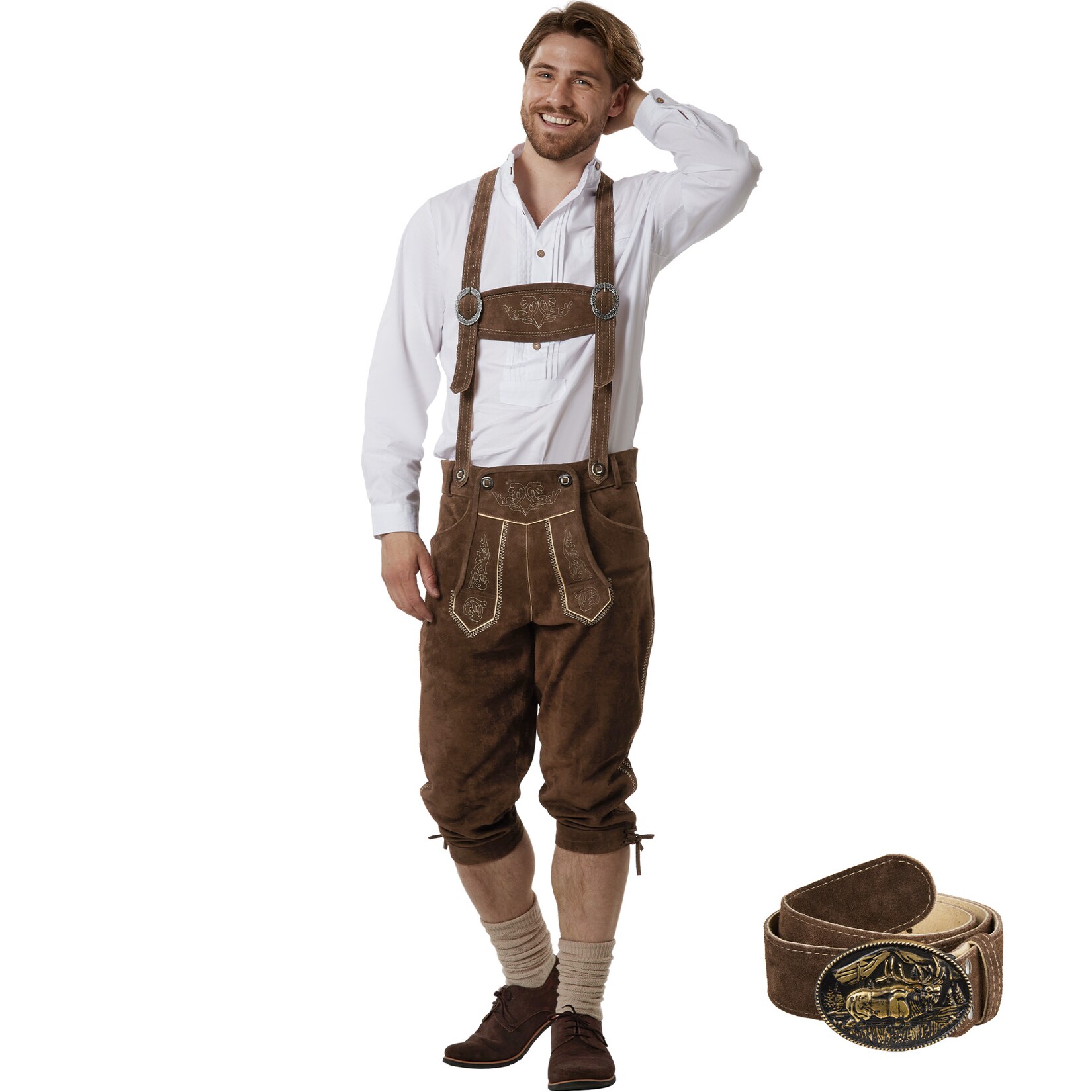 tectake® Lange Lederhose Jakob