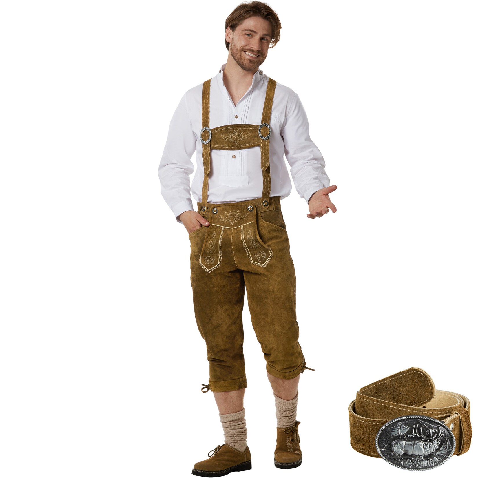 tectake® Lange Lederhose Jakob