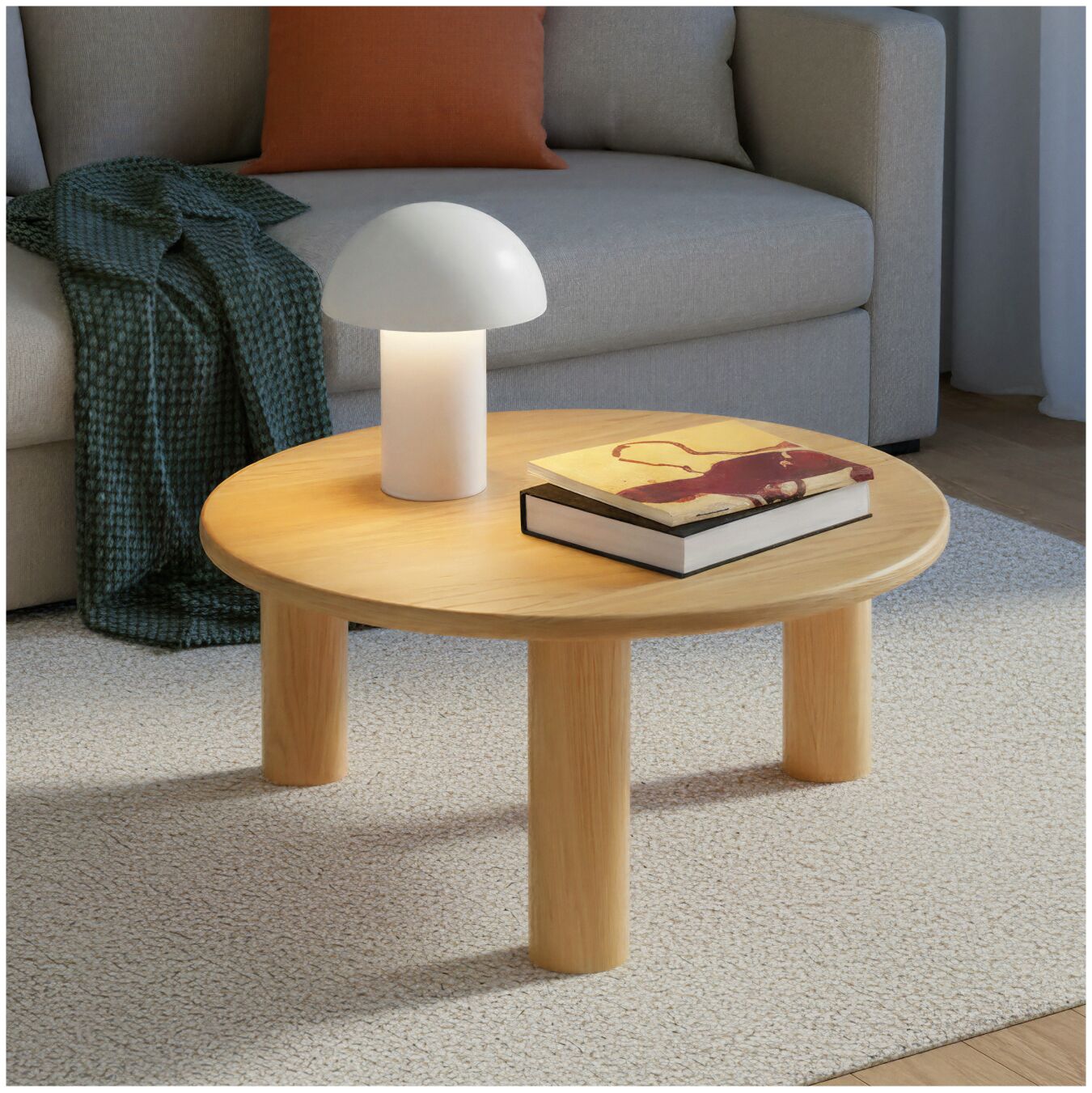 tectake&reg; Couchtisch, rund, furnierte MDF-Tischplatte, bodenschonende Filzgleiter - Bild 1