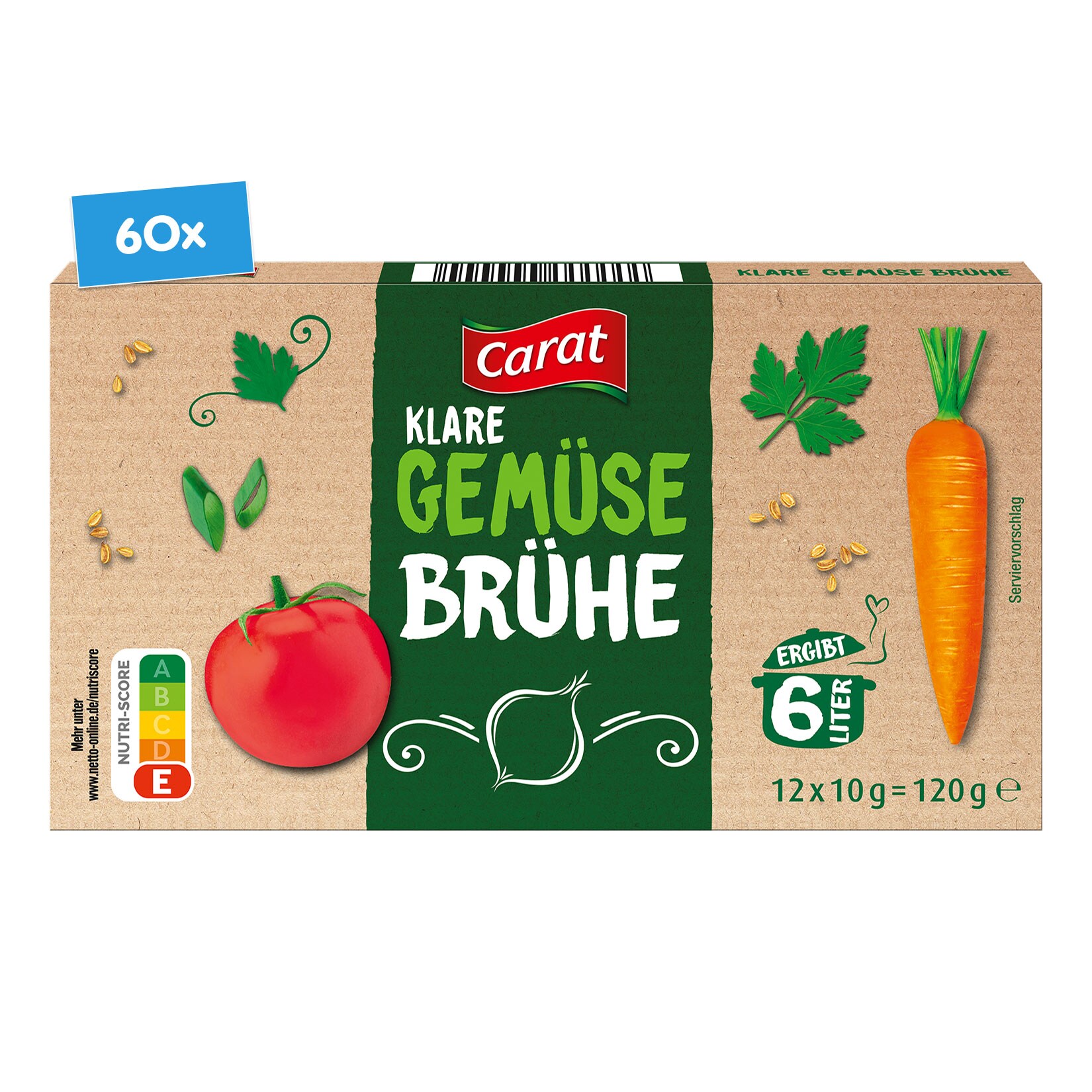 Carat Br&uuml;hw&uuml;rfel Klare Gem&uuml;sebr&uuml;he ergibt 6 Liter, 60er Pack - Bild 1