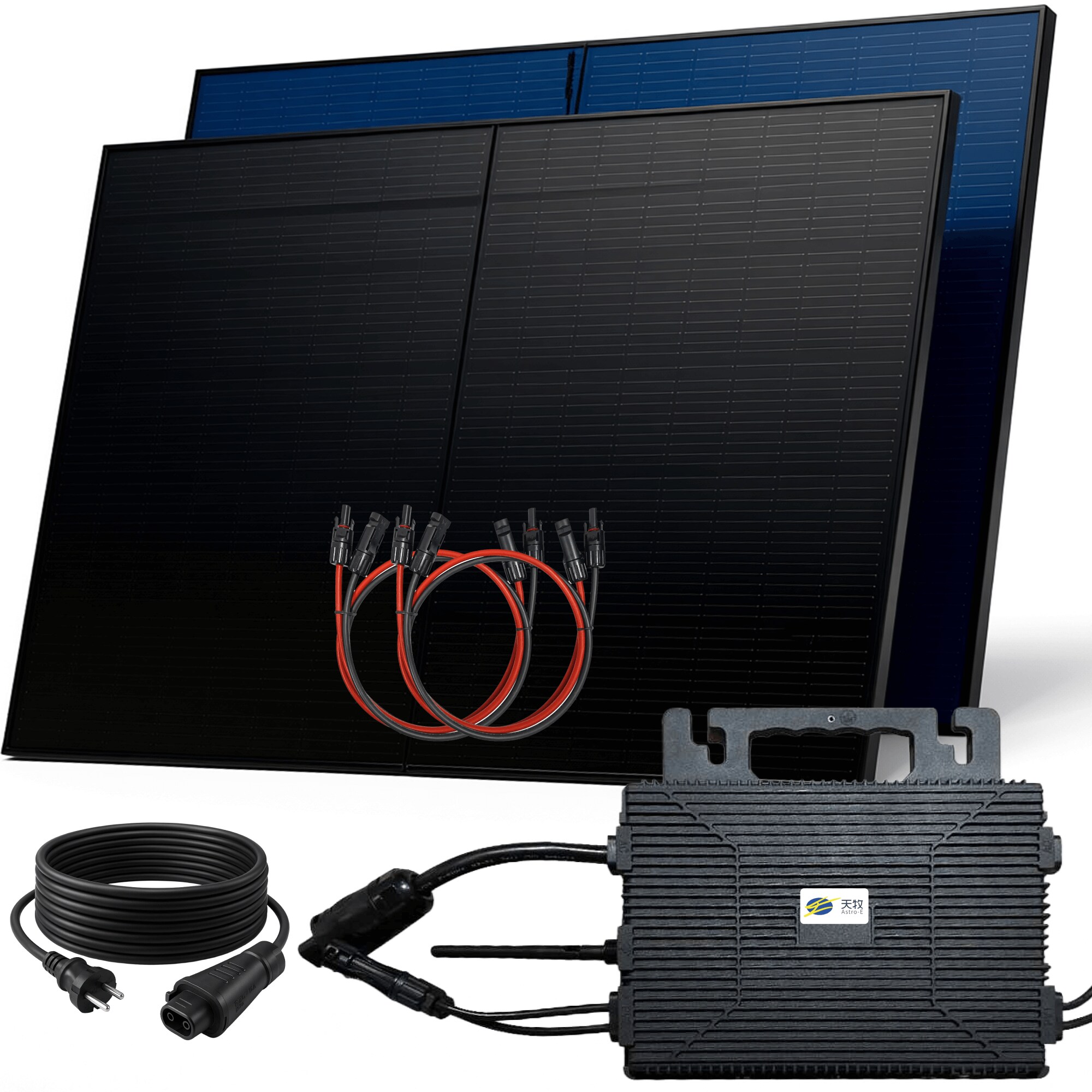 SUNNIVA Balkonkraftwerk 1000W BIFAZIAL Fullblack – 800W Wechselrichter, 2×500W N-Type Glas-Glas, Komplettset