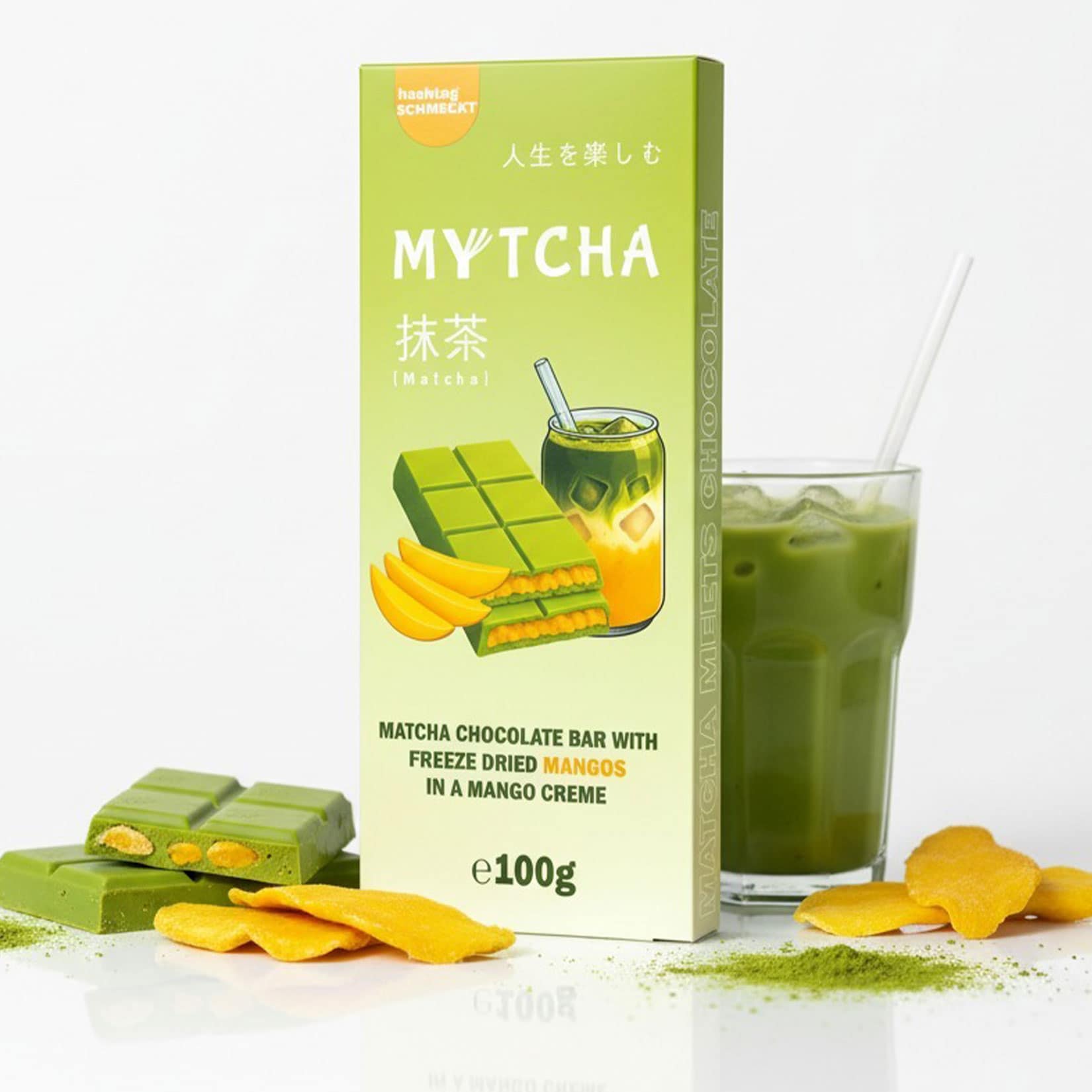 Mytcha Mango Matcha Schokolade 100 g - Bild 1