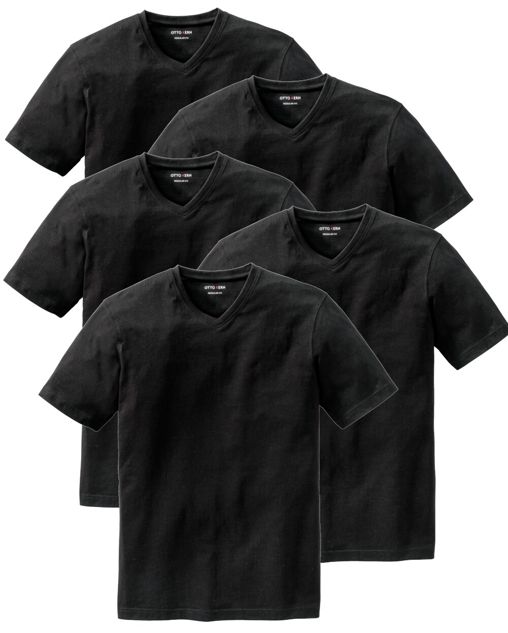 Otto Kern 5er Pack Herren T-Shirts V-Ausschnitt 100% Baumwolle | 09010497143747
