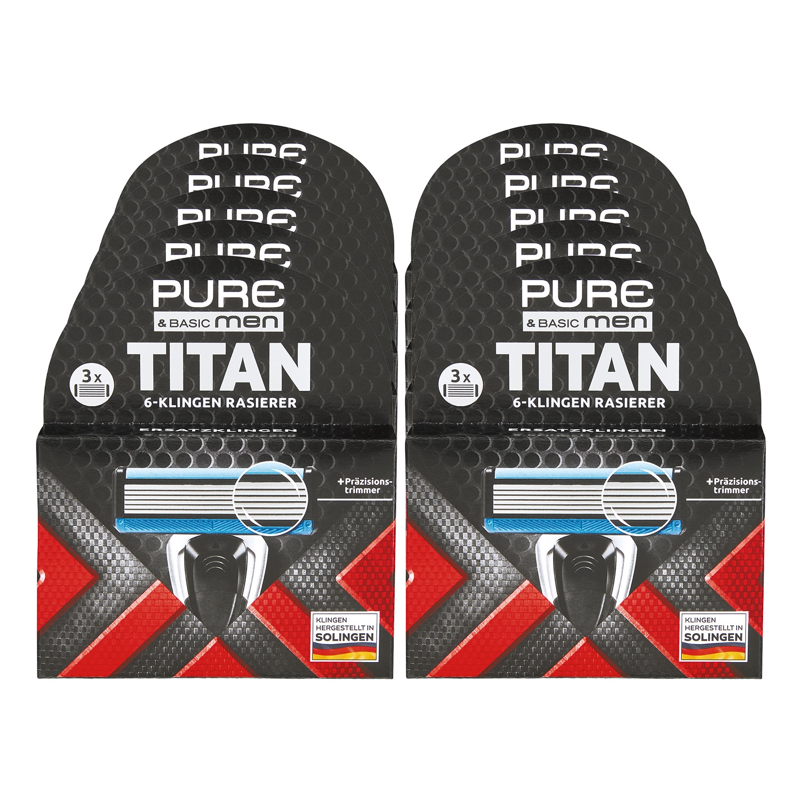 Pure & Basic Men Titan 6-Klingen Rasierer mit 2 Klingen, 8er Pack - Bild 1
