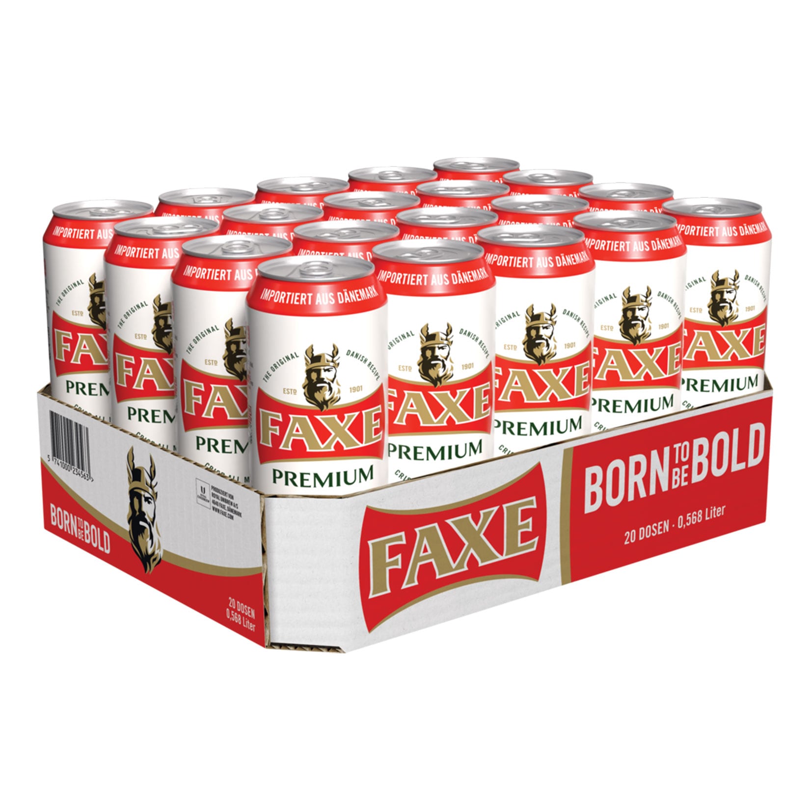 Faxe Premium Crisp all Malt Lager Vollmalz-Lager-Bier 5,0 % vol 0,568 Liter, 20er Pack - Bild 1